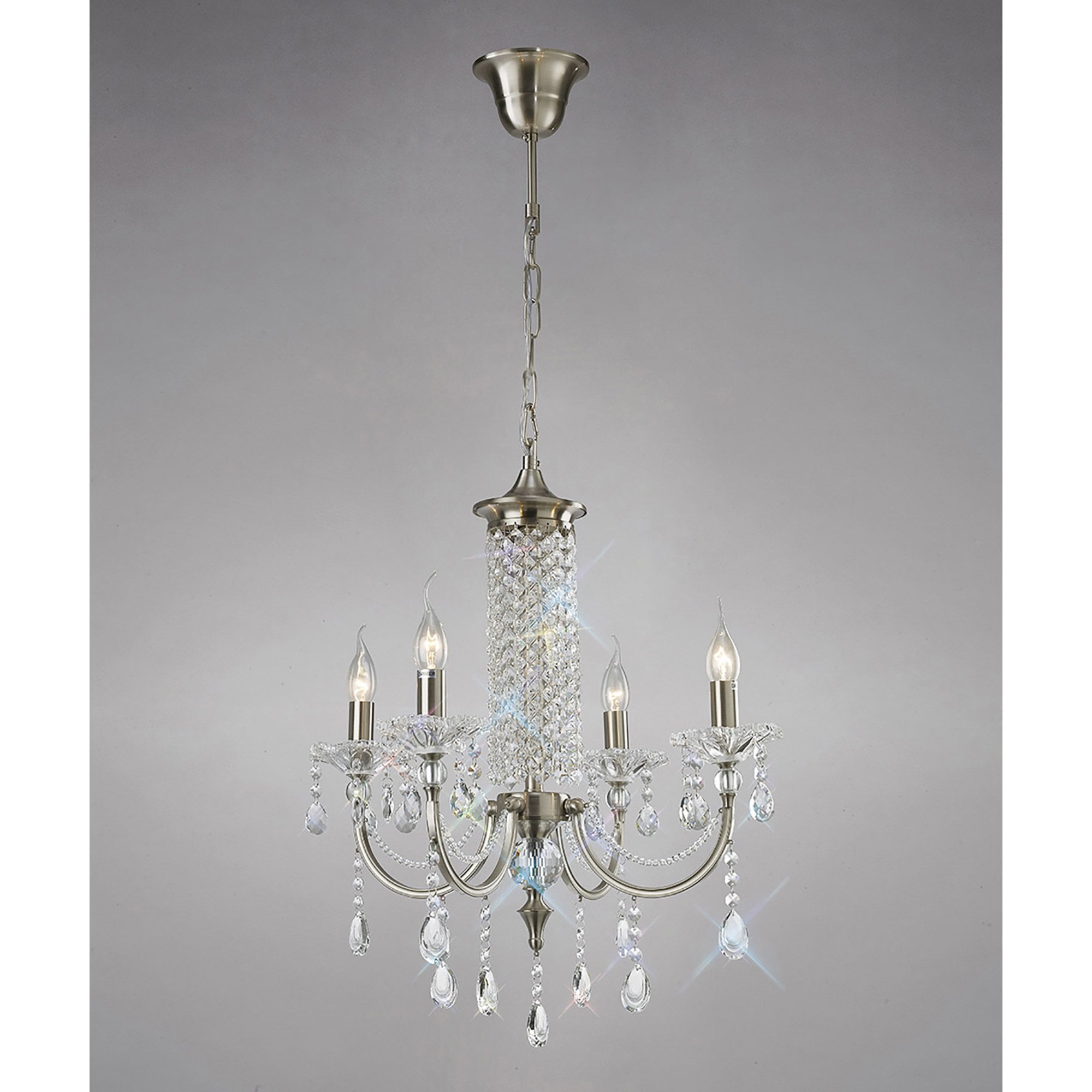 Diyas IL32084 Leana Pendant 4 Light Satin Nickel/Crystal