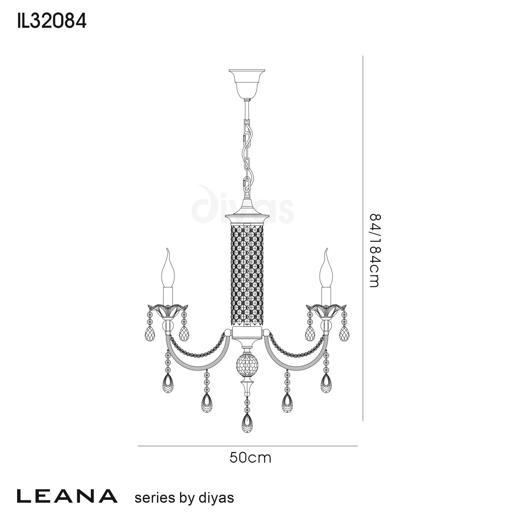 Diyas IL32084 Leana Pendant 4 Light Satin Nickel/Crystal