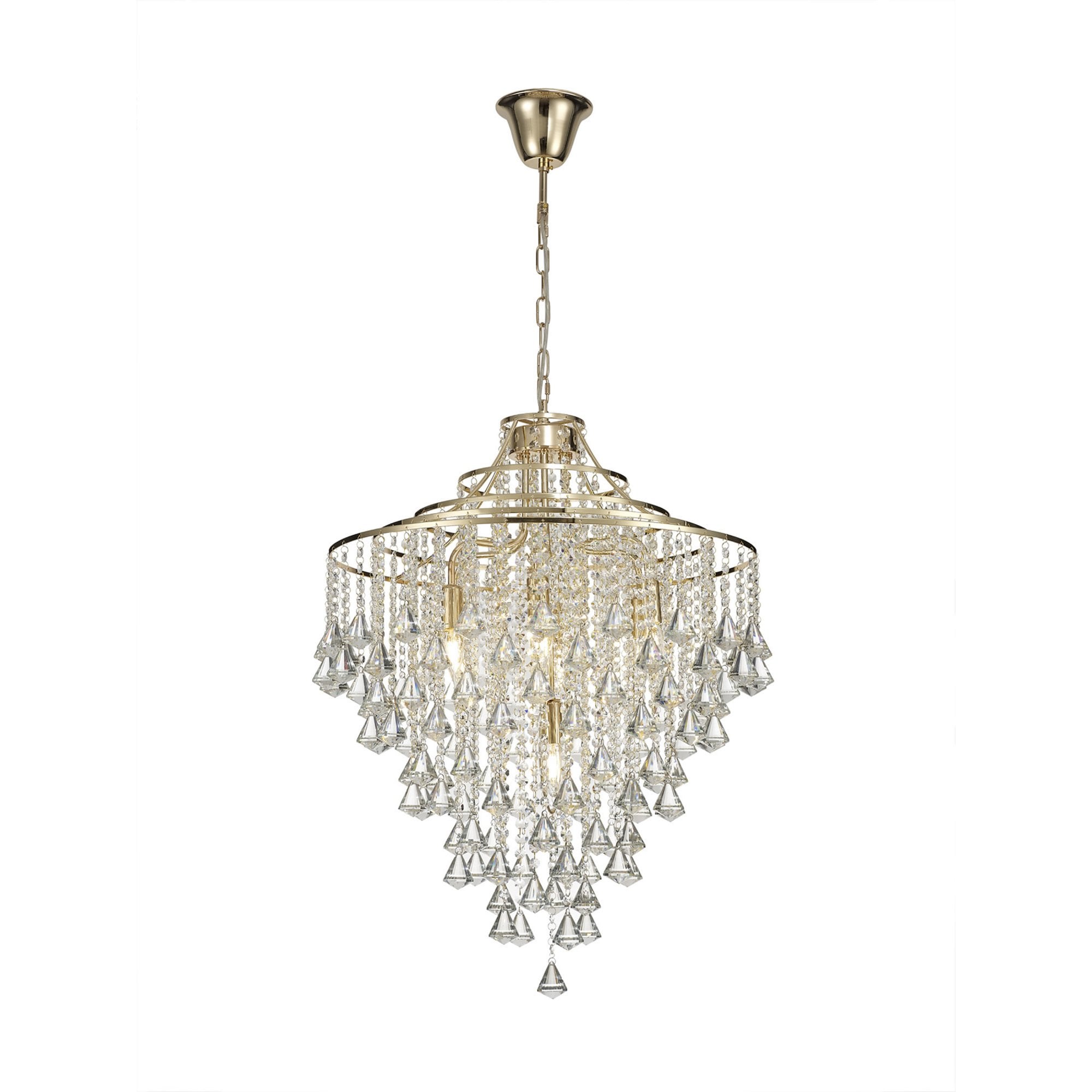 Diyas IL32772 Inina Pendant 7 Light E14 French Gold/Crystal