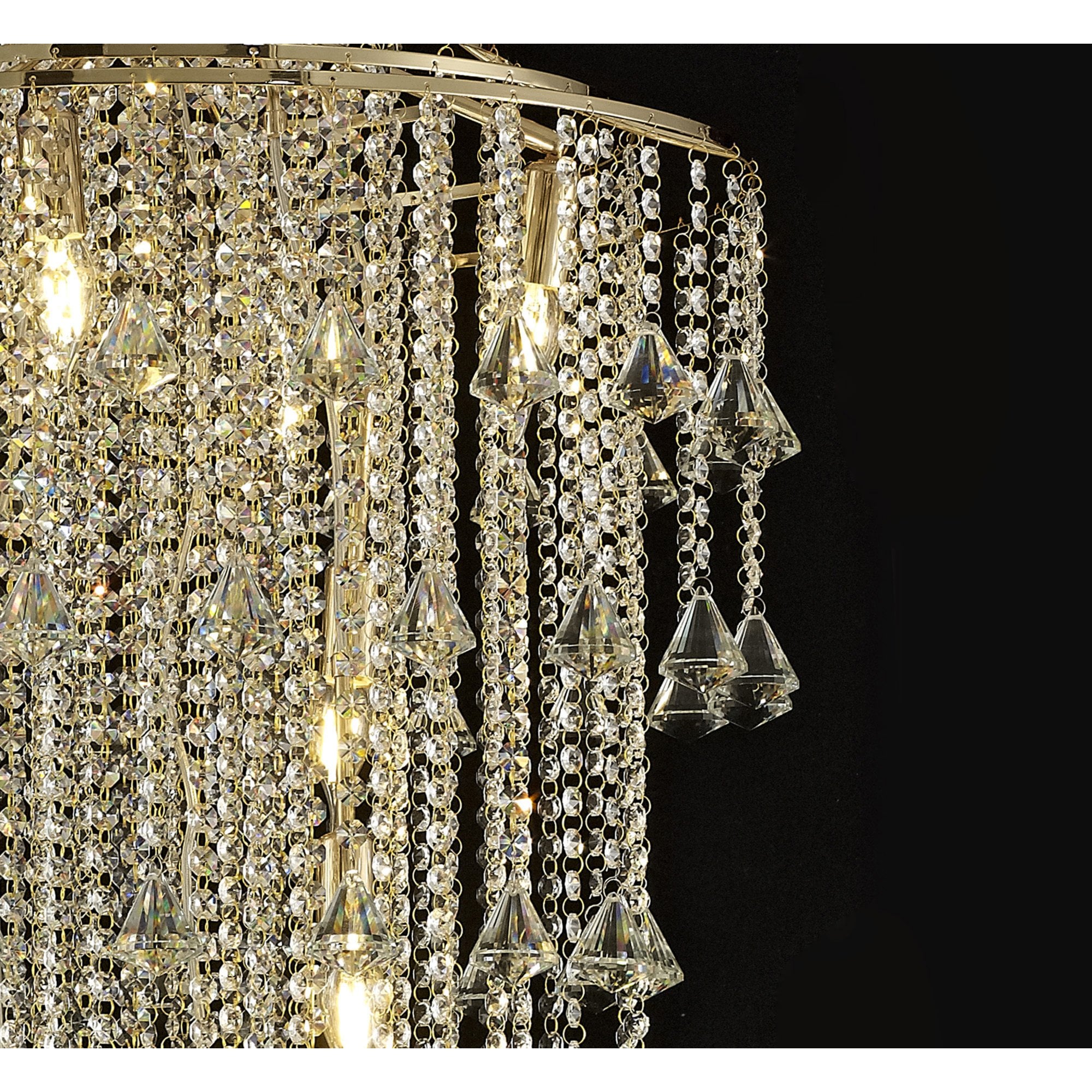 Diyas IL32775 Inina Tall Pendant 9 Light E14 French Gold/Crystal