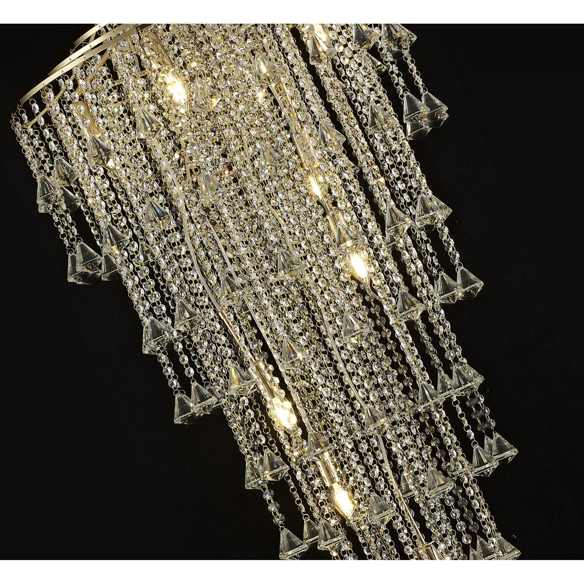Diyas IL32775 Inina Tall Pendant 9 Light E14 French Gold/Crystal