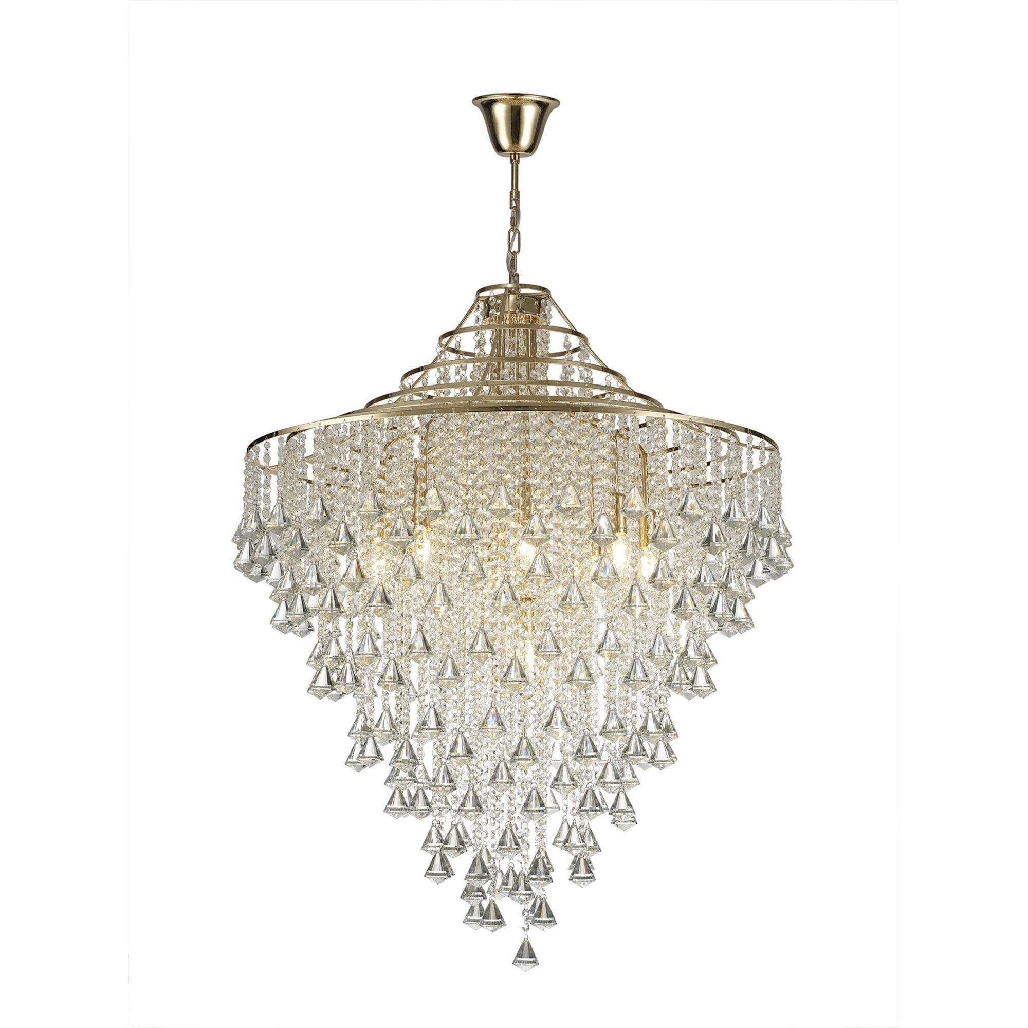Diyas IL32773 Inina Pendant 9 Light E14 French Gold/Crystal