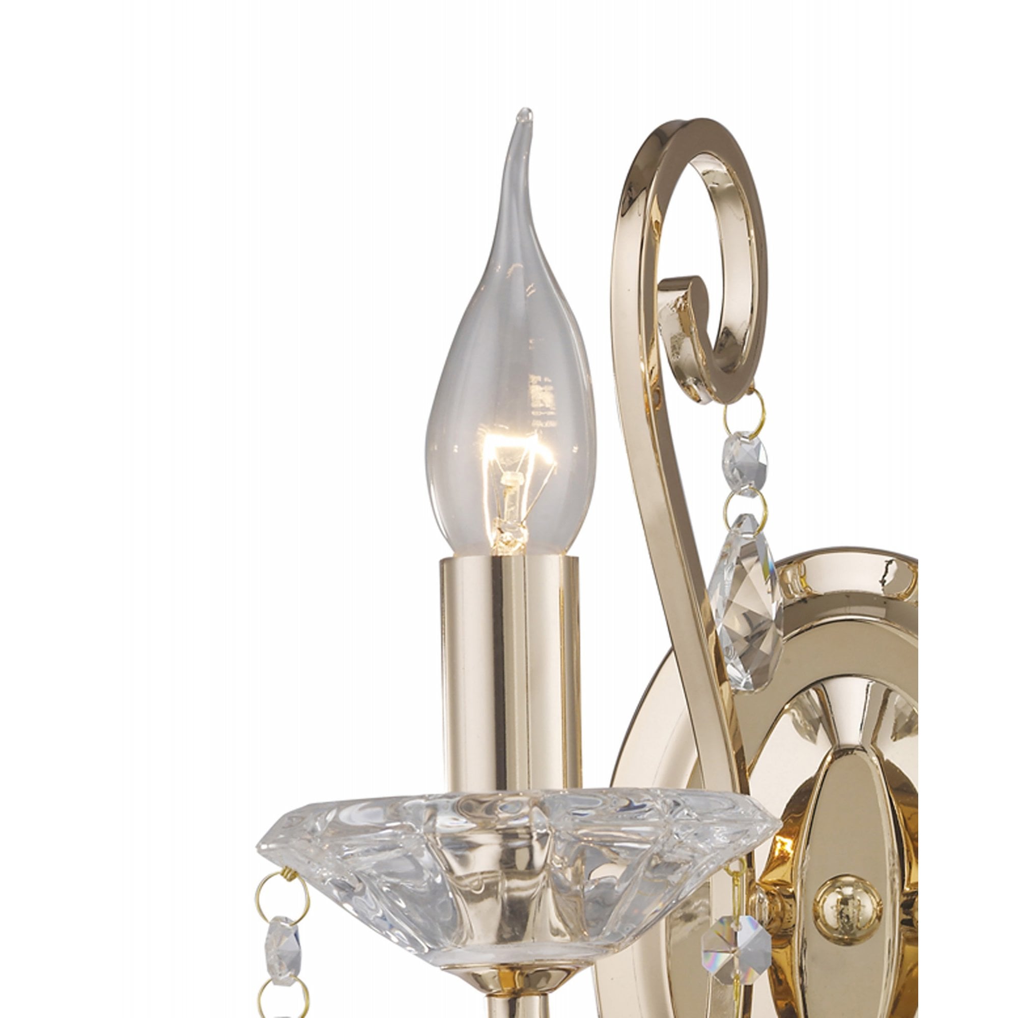 Diyas IL32062 Vela Wall Light Switched 2 Light French Gold/Crystal