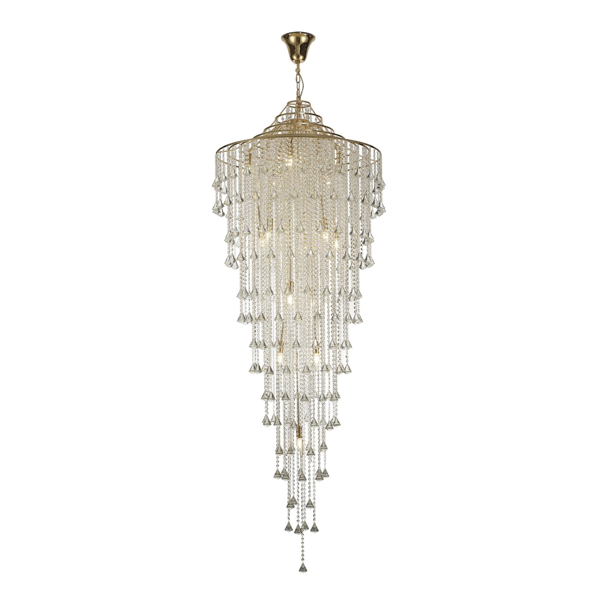 Diyas IL32776 Inina Tall Pendant 15 Light E14 French Gold/Crystal