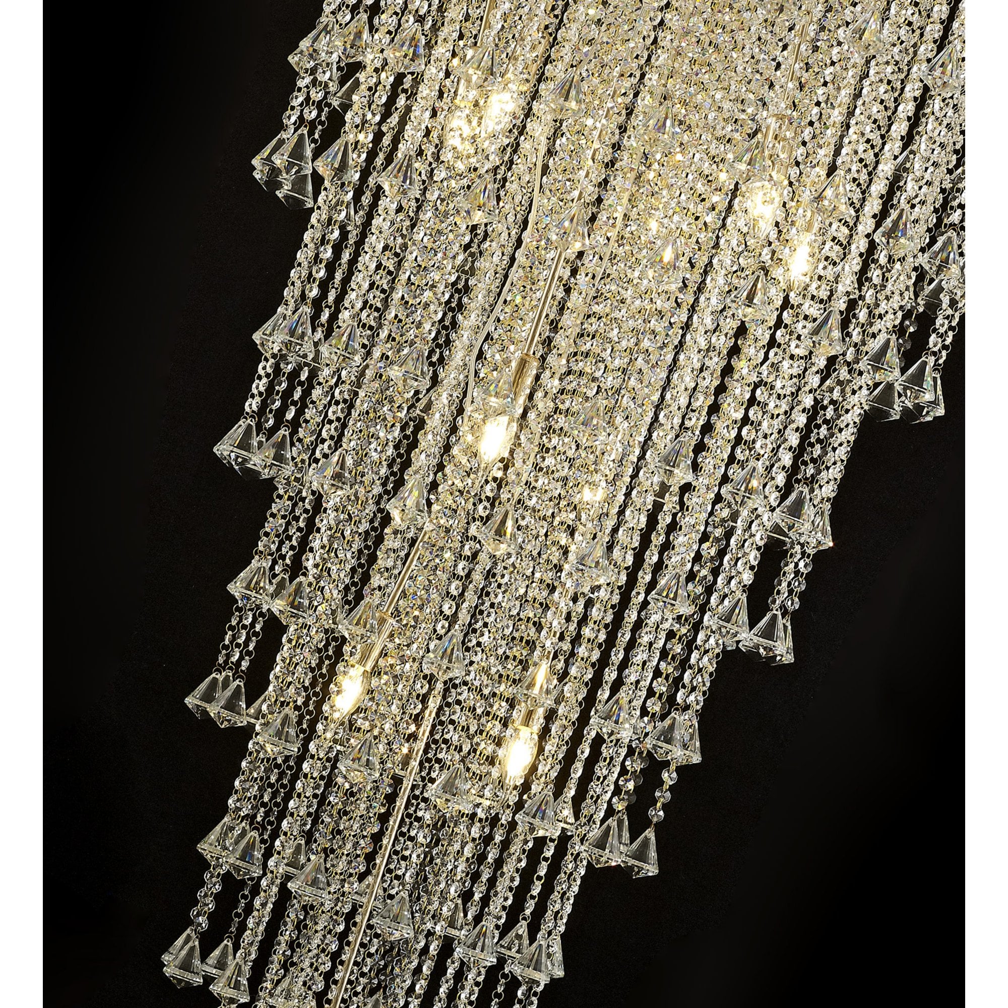 Diyas IL32776 Inina Tall Pendant 15 Light E14 French Gold/Crystal