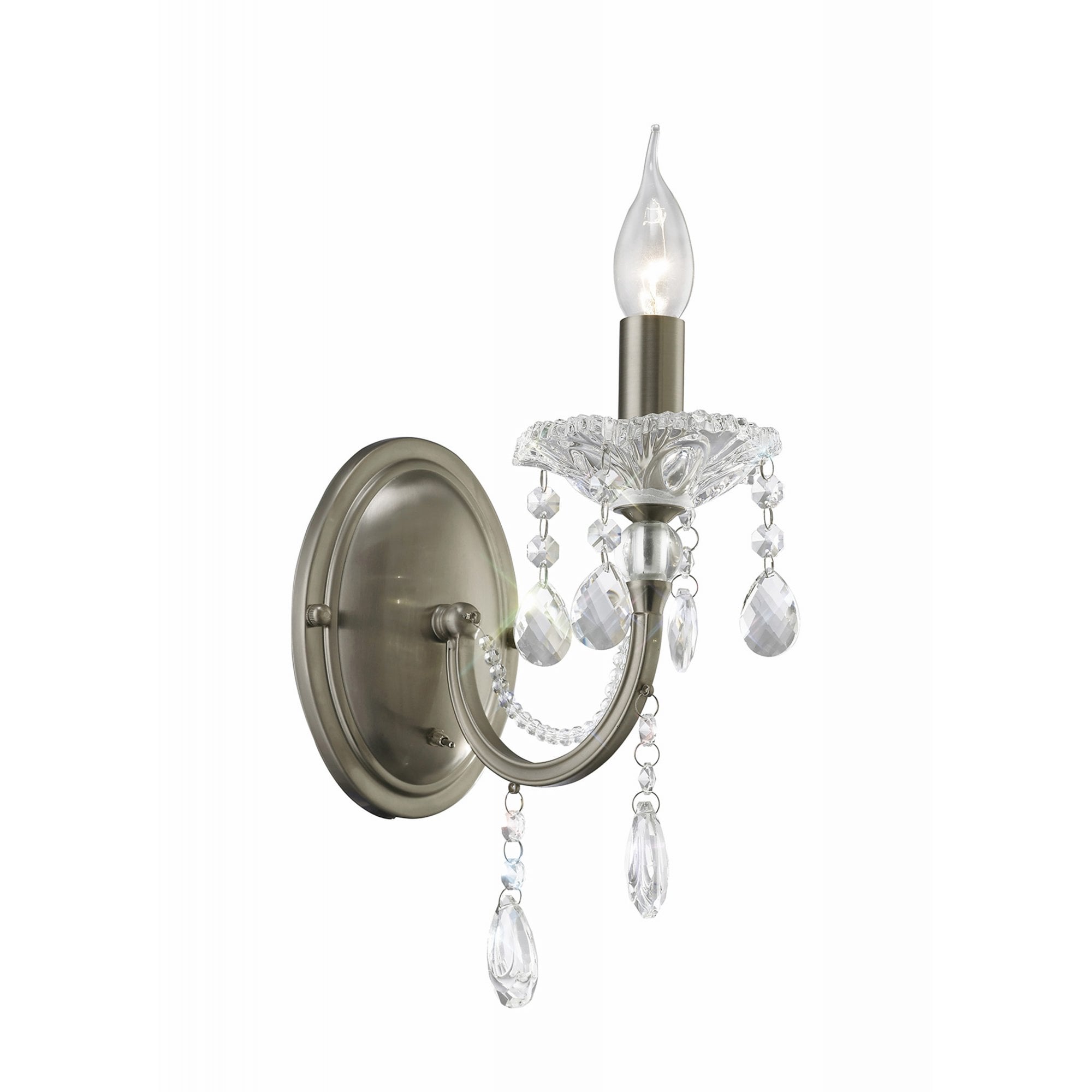 Diyas IL32081 Leana Wall Light Switched 1 Light Satin Nickel/Crystal
