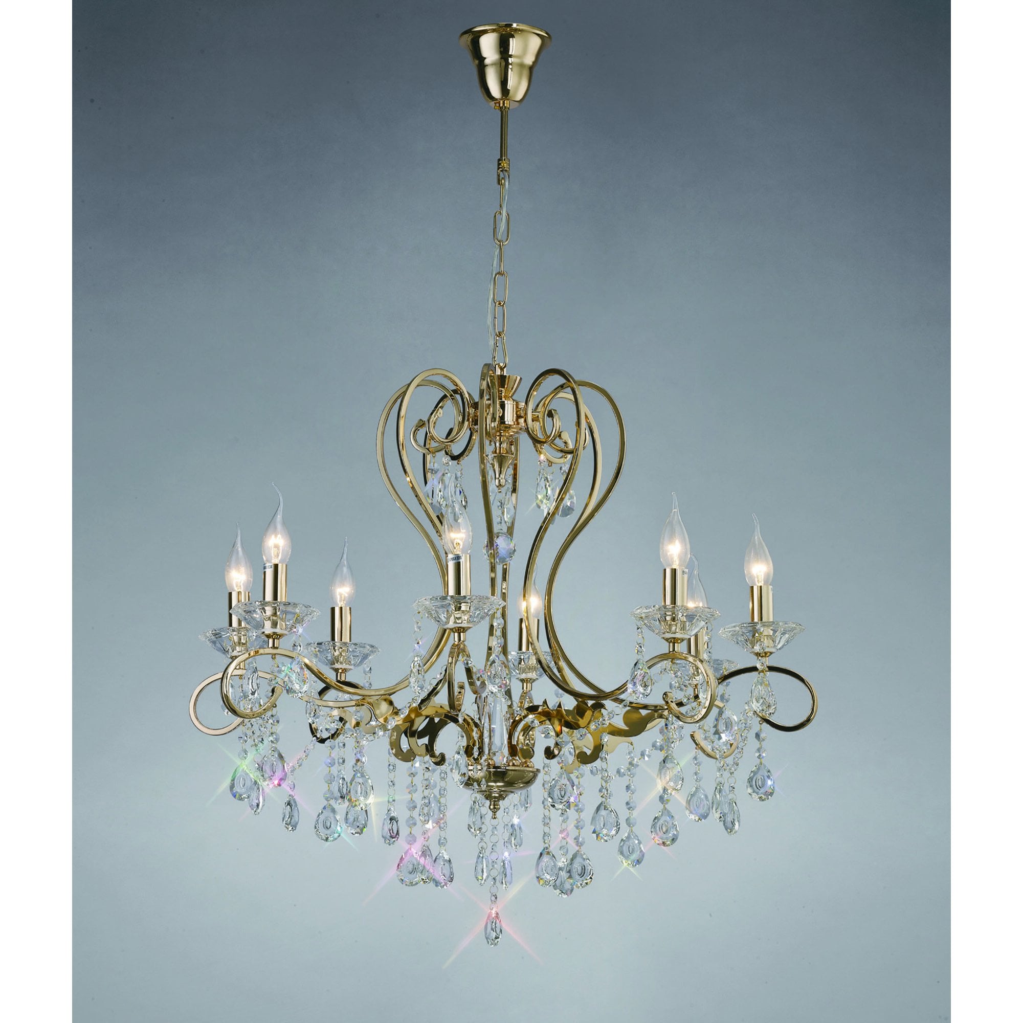 Diyas IL32068 Vela Pendant 8 Light French Gold/Crystal