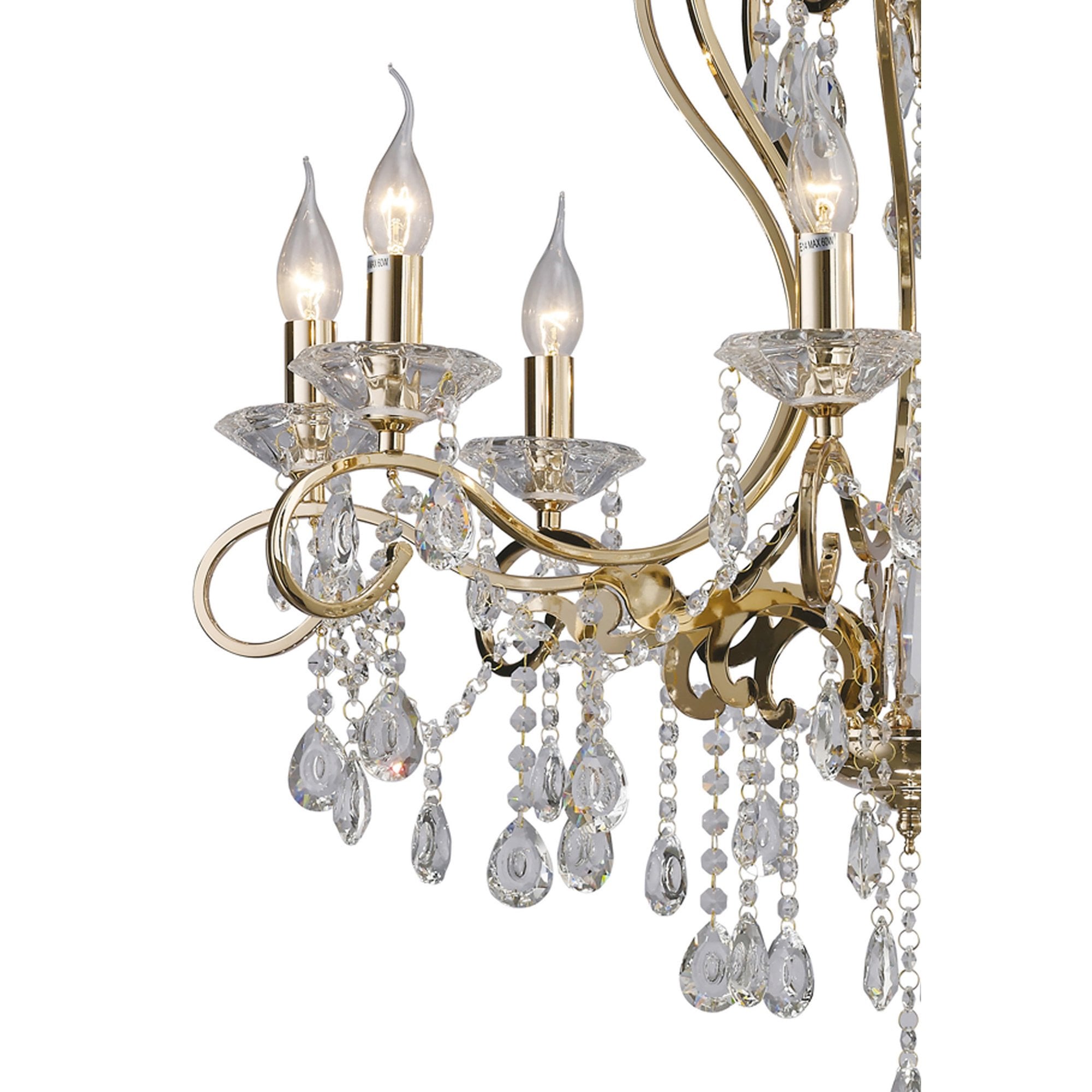 Diyas IL32068 Vela Pendant 8 Light French Gold/Crystal