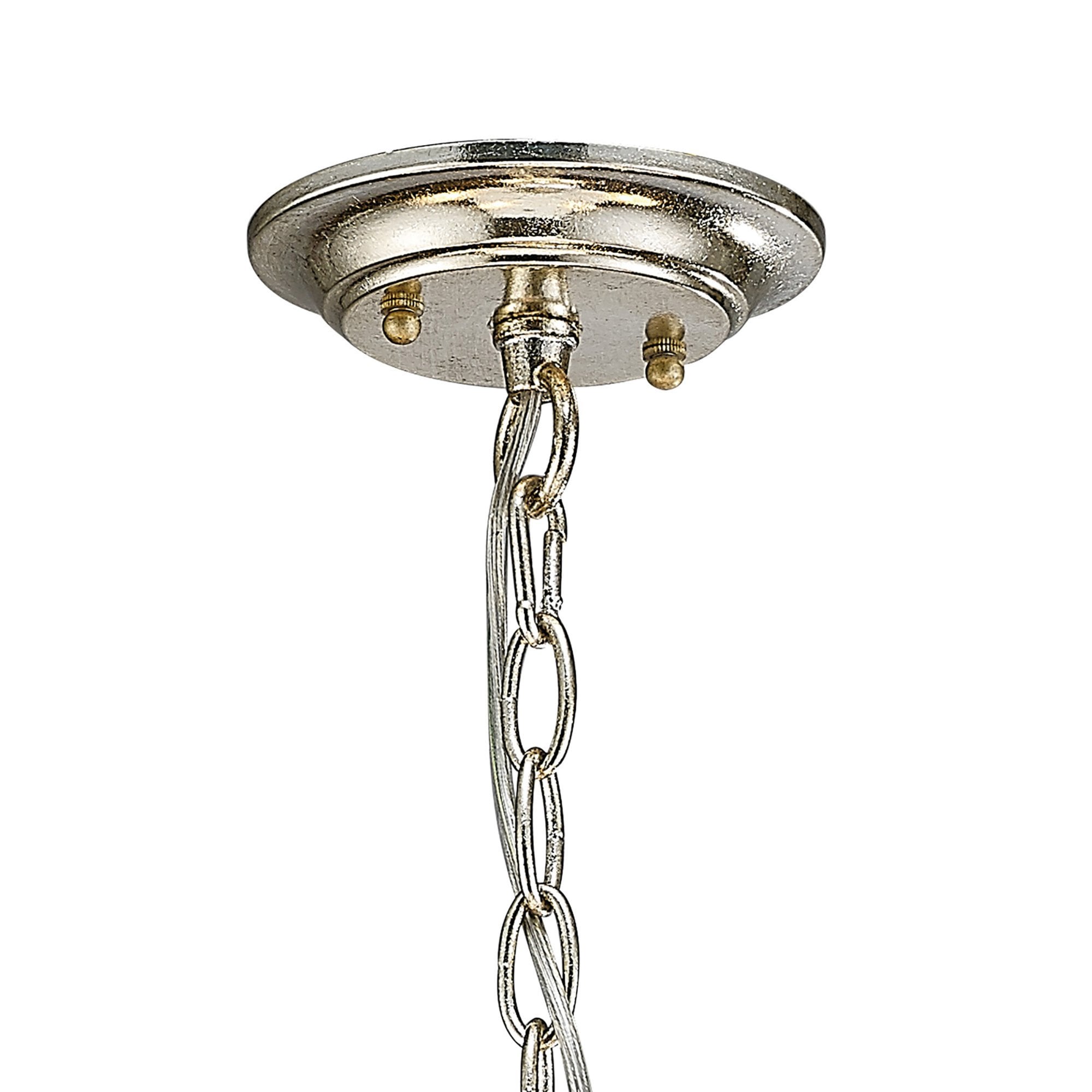 Diyas IL31702 Isabella Pendant With Beige Shade 5 Light E14 Antique Silver/Teak Plated