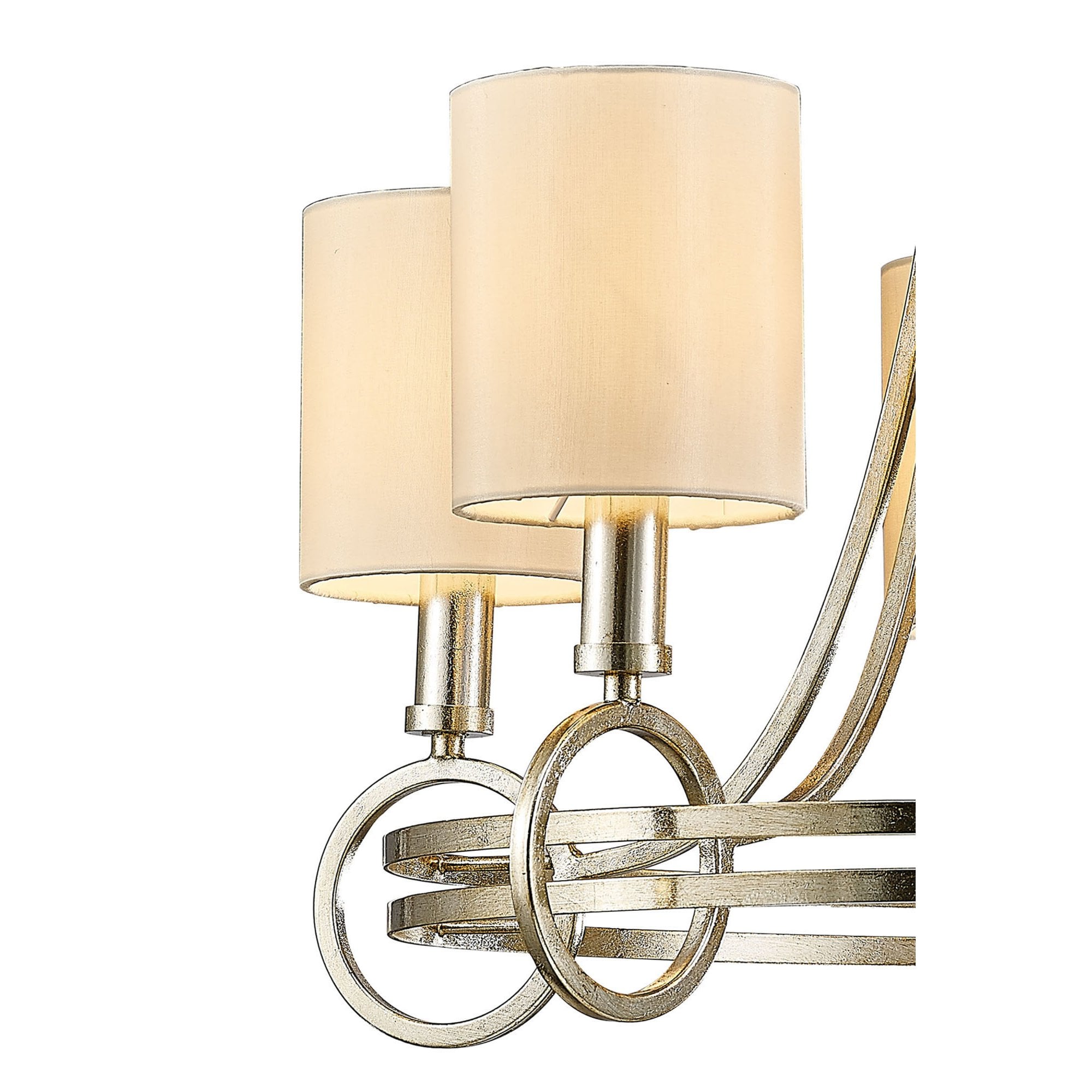 Diyas IL31702 Isabella Pendant With Beige Shade 5 Light E14 Antique Silver/Teak Plated