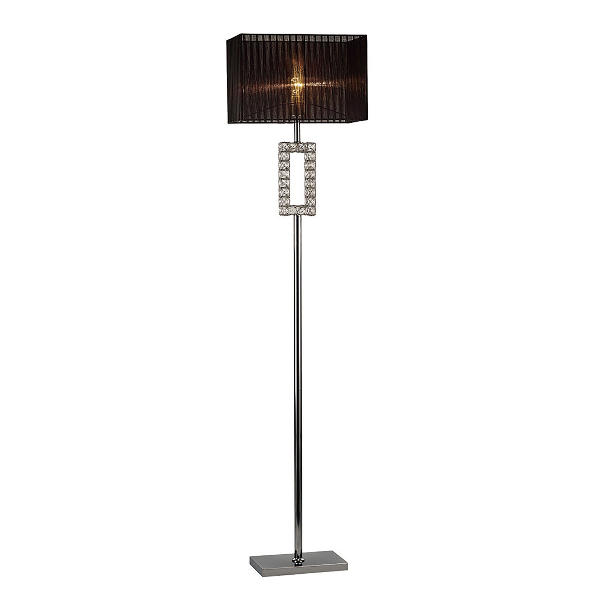 Diyas IL31727 Florence Renctangle Floor Lamp With Black Shade 1 Light Polished Chrome/Crystal