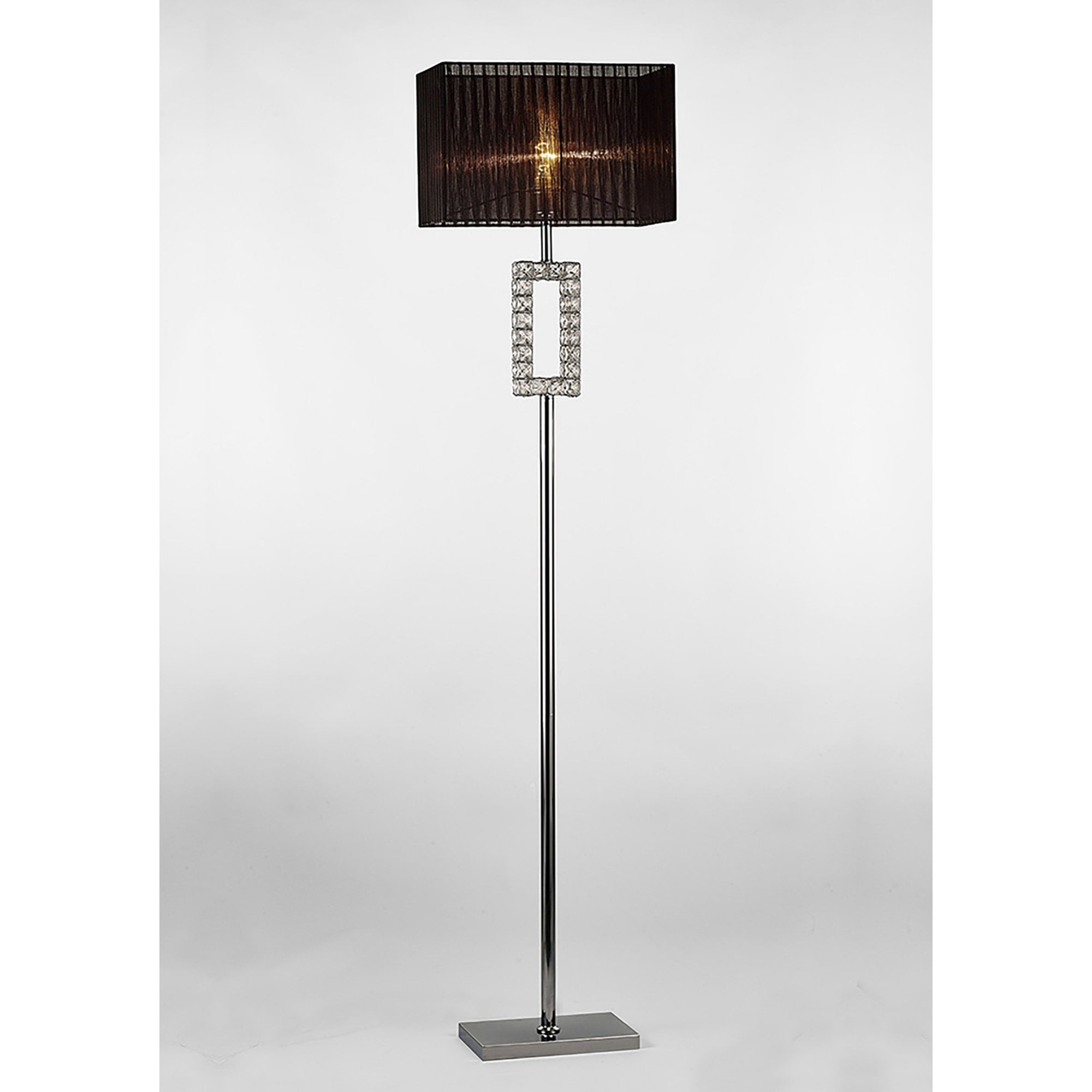 Diyas IL31727 Florence Renctangle Floor Lamp With Black Shade 1 Light Polished Chrome/Crystal