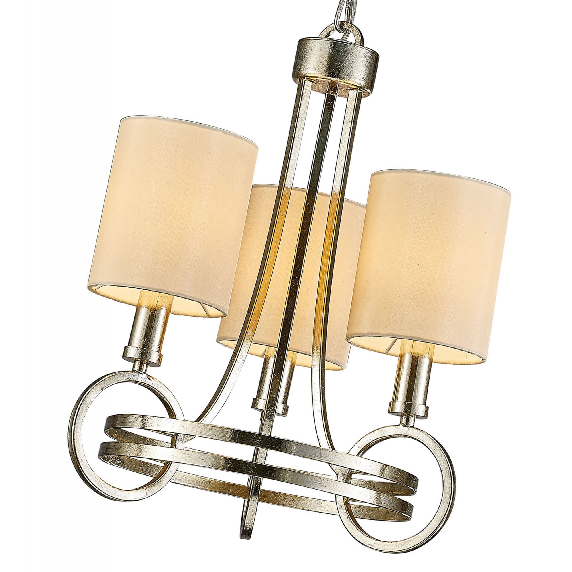 Diyas IL31701 Isabella Pendant With Beige Shade 3 Light E14 Antique Silver/Teak Plated