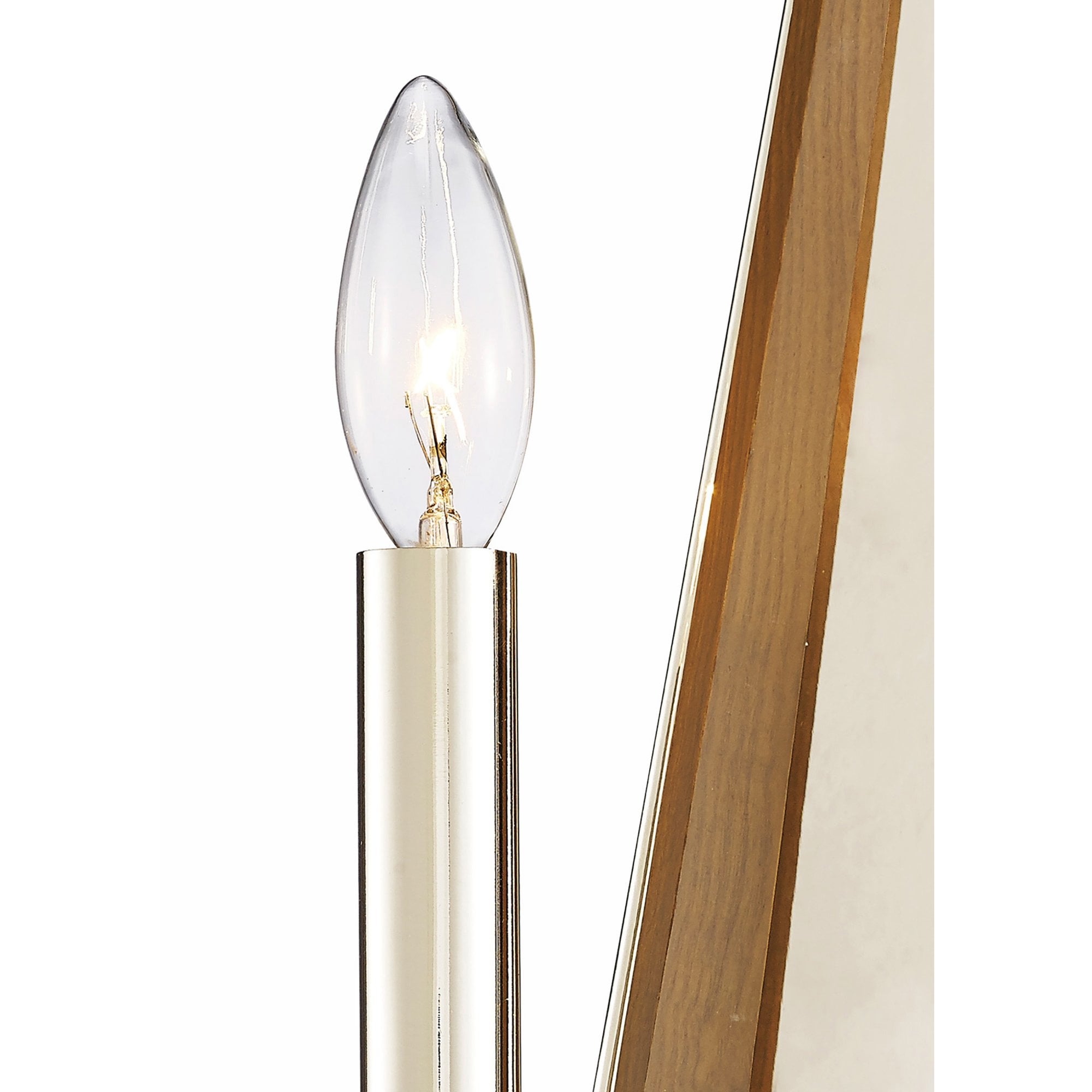 Diyas IL31680 Hilton Wall Light 2 Light E14 Polished Nickel/Taupe Wood