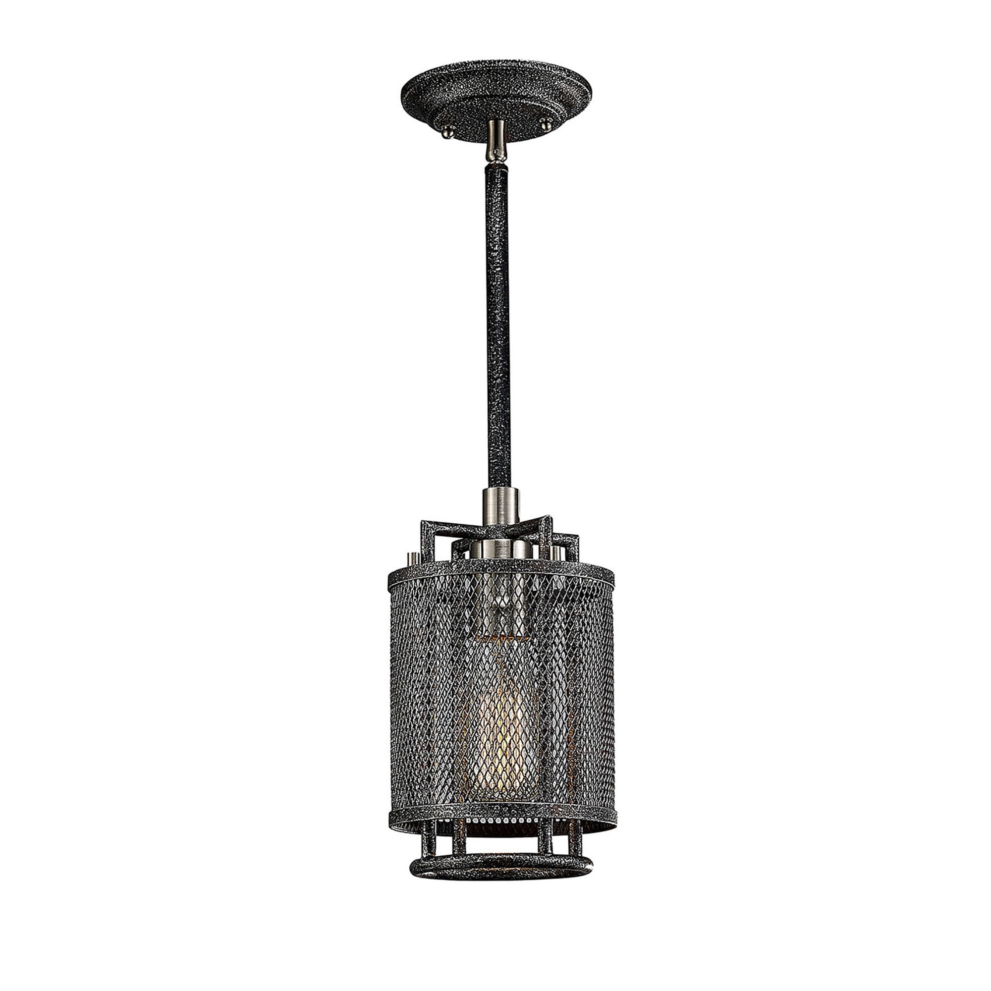 Diyas IL31691 Parker Pendant 1 Light E27 Weathered Zinc/Brushed Nickel