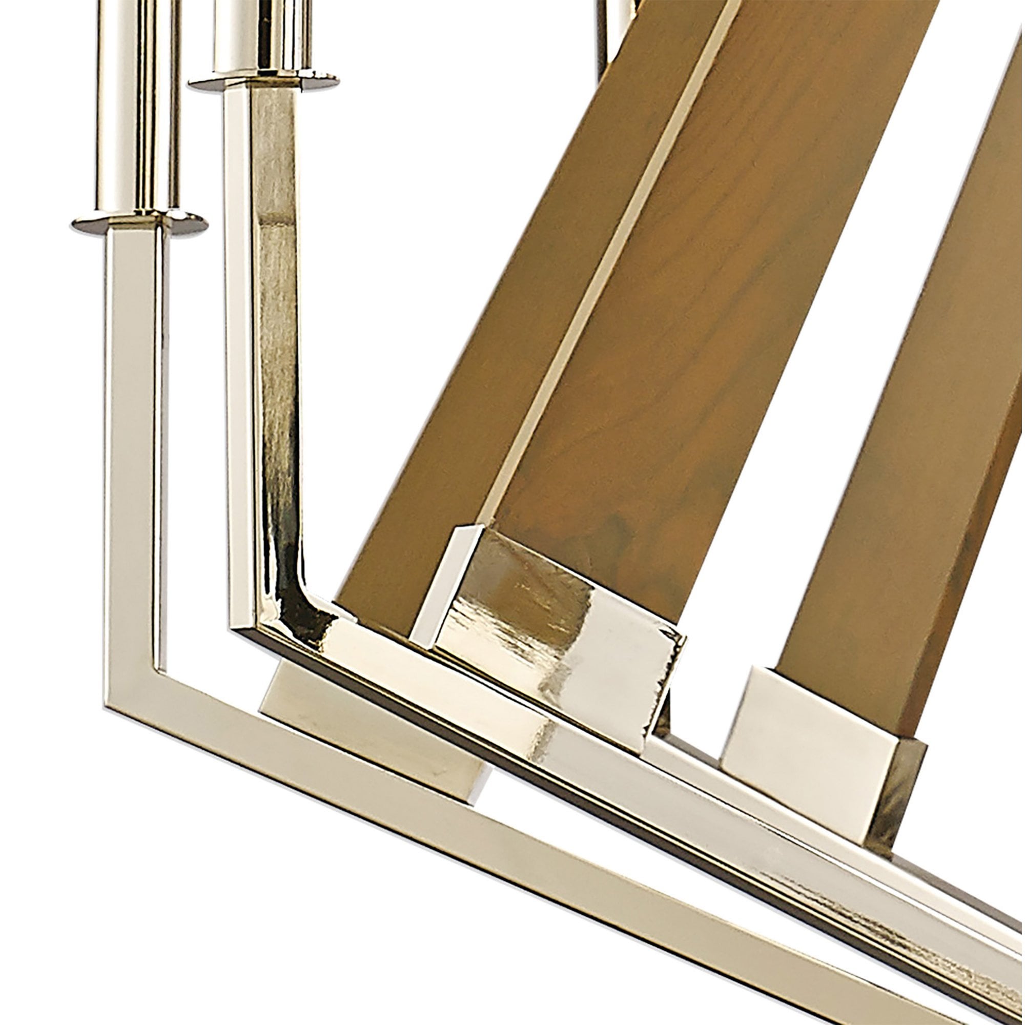 Diyas IL31683 Hilton Decagonal Pendant 10 Light E14 Polished Nickel/Taupe Wood (ITEM REQUIRES ASSEMBLY)