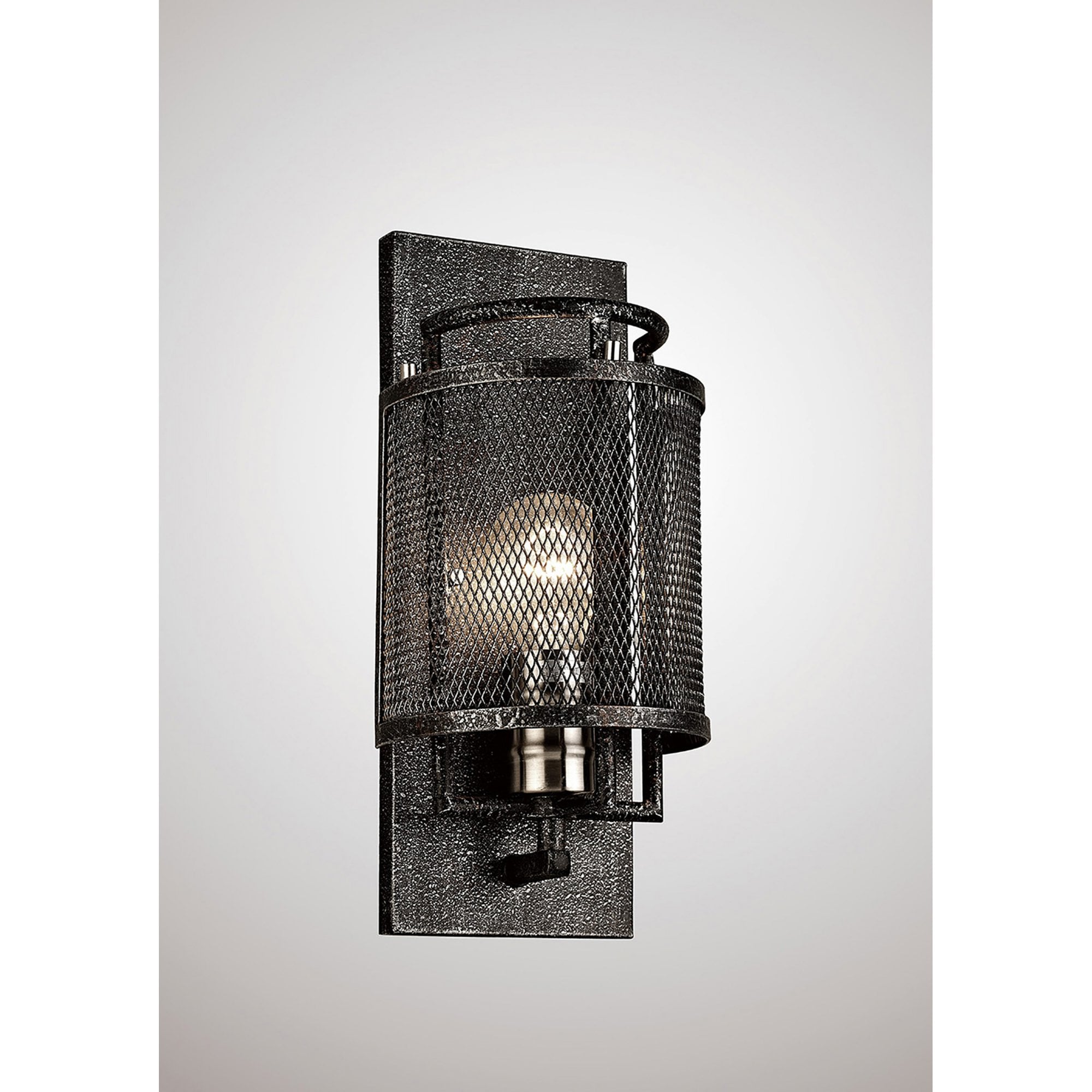 Diyas IL31690 Parker Wall Light 1 Light E27 Weathered Zinc/Brushed Nickel