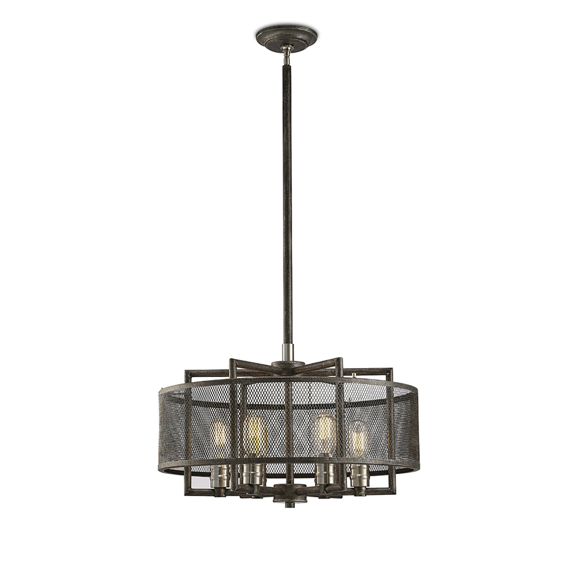 Diyas IL31692 Parker Pendant 6 Light E27 Weathered Zinc/Brushed Nickel