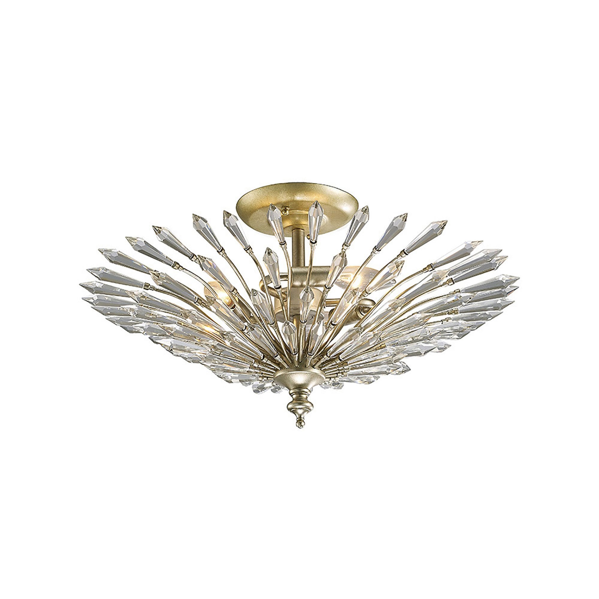 Diyas IL31671 Fay Semi Ceiling 3 Light E14 Aged Gold/Silver/Crystal