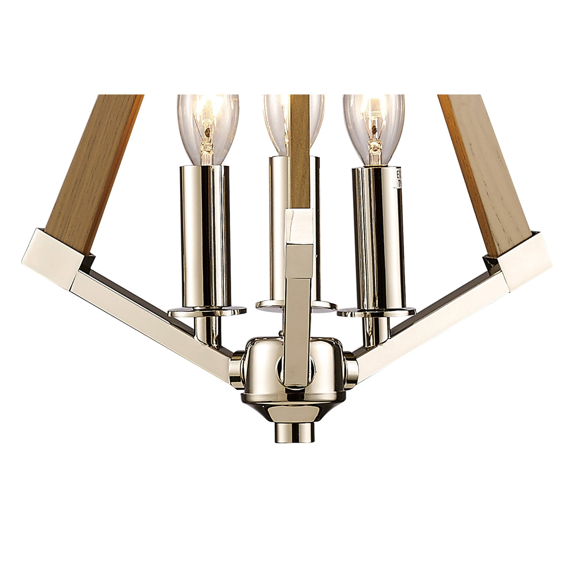 Diyas IL31681 Hilton Tetragonal Pendant 3 Light E14 Polished Nickel/Taupe Wood