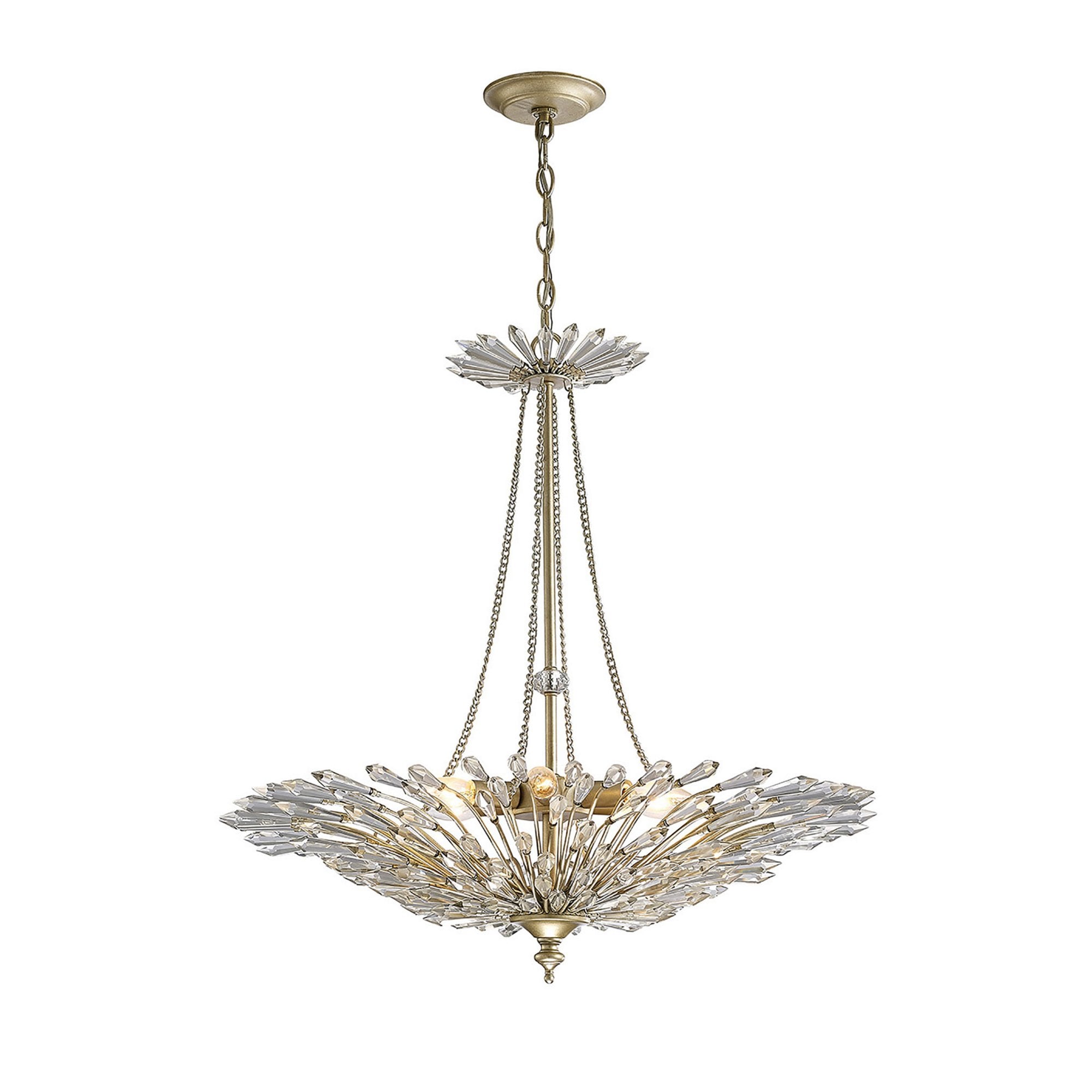 Diyas IL31672 Fay Pendant 6 Light E14 Aged Gold/Silver/Crystal