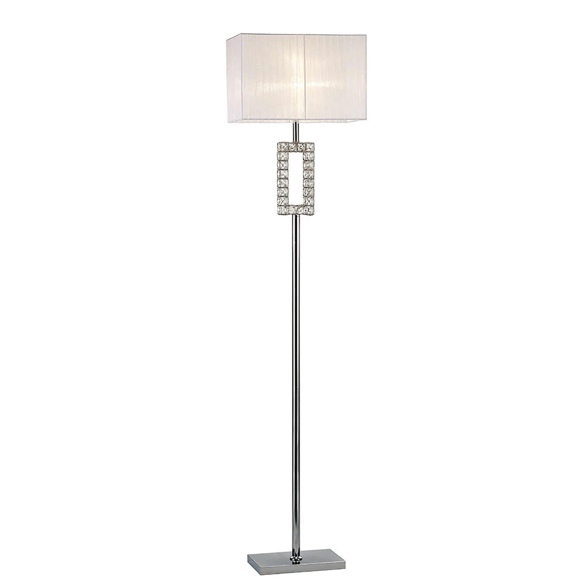 Diyas IL31537 Florence Renctangle Floor Lamp With White Shade 1 Light Polished Chrome/Crystal
