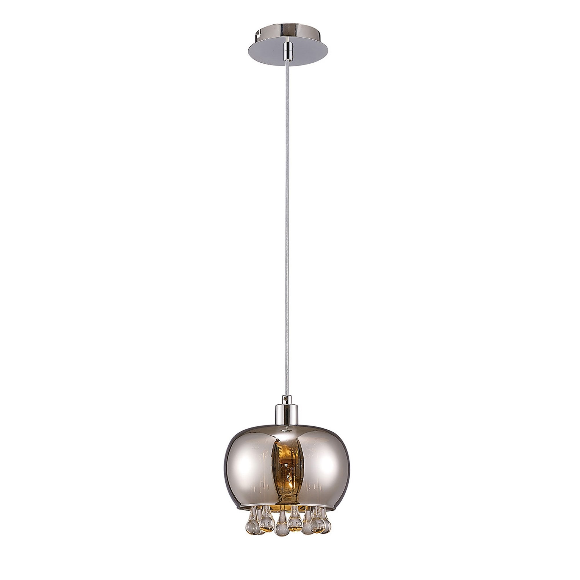 Diyas IL31600 Pandora Single Pendant 1 Light E14 Mirrored Glass/Polished Chrome/Clear Glass
