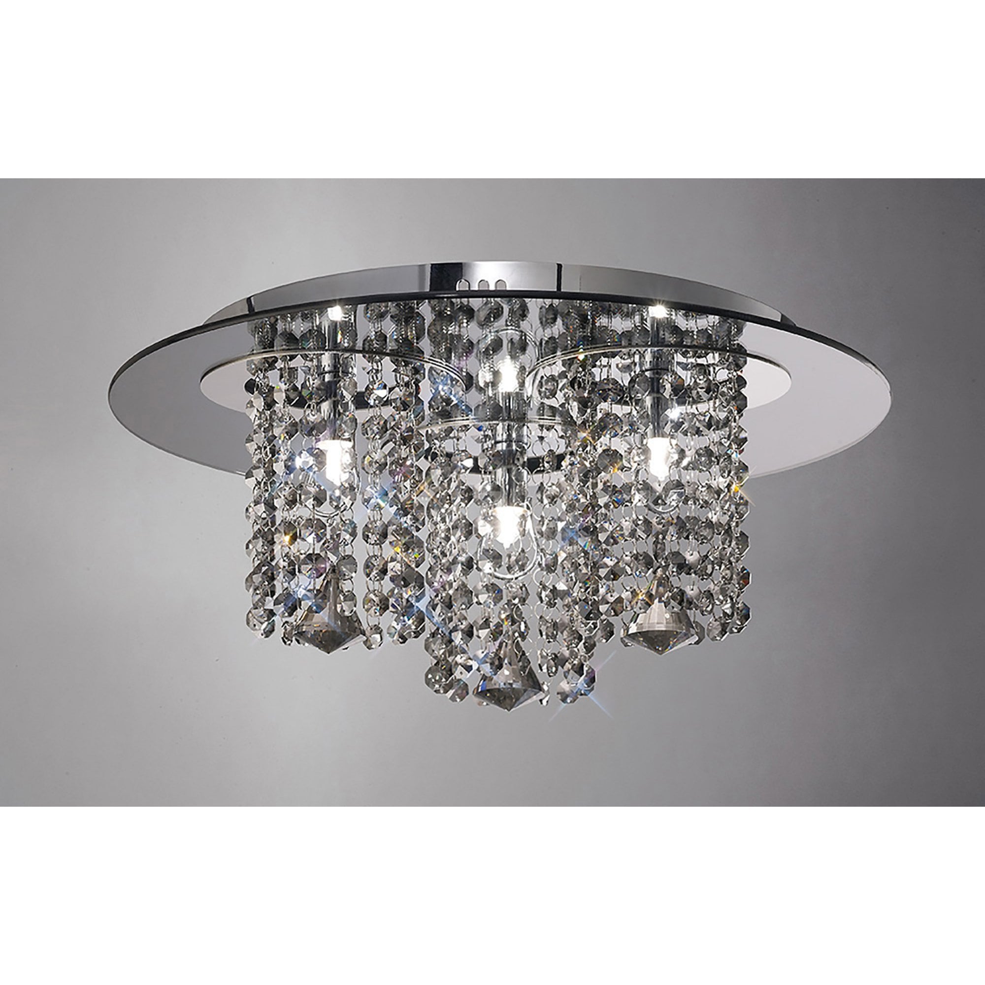 Diyas IL31466 Pegasus Ceiling 3 Light Polished Chrome/Smoked Mirror/Smoked Crystal