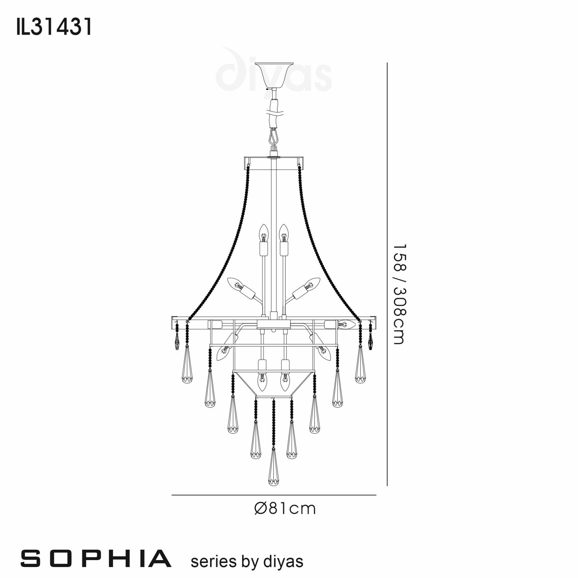 Diyas IL31431 Sophia Pendant 17 Light Polished Chrome/Crystal