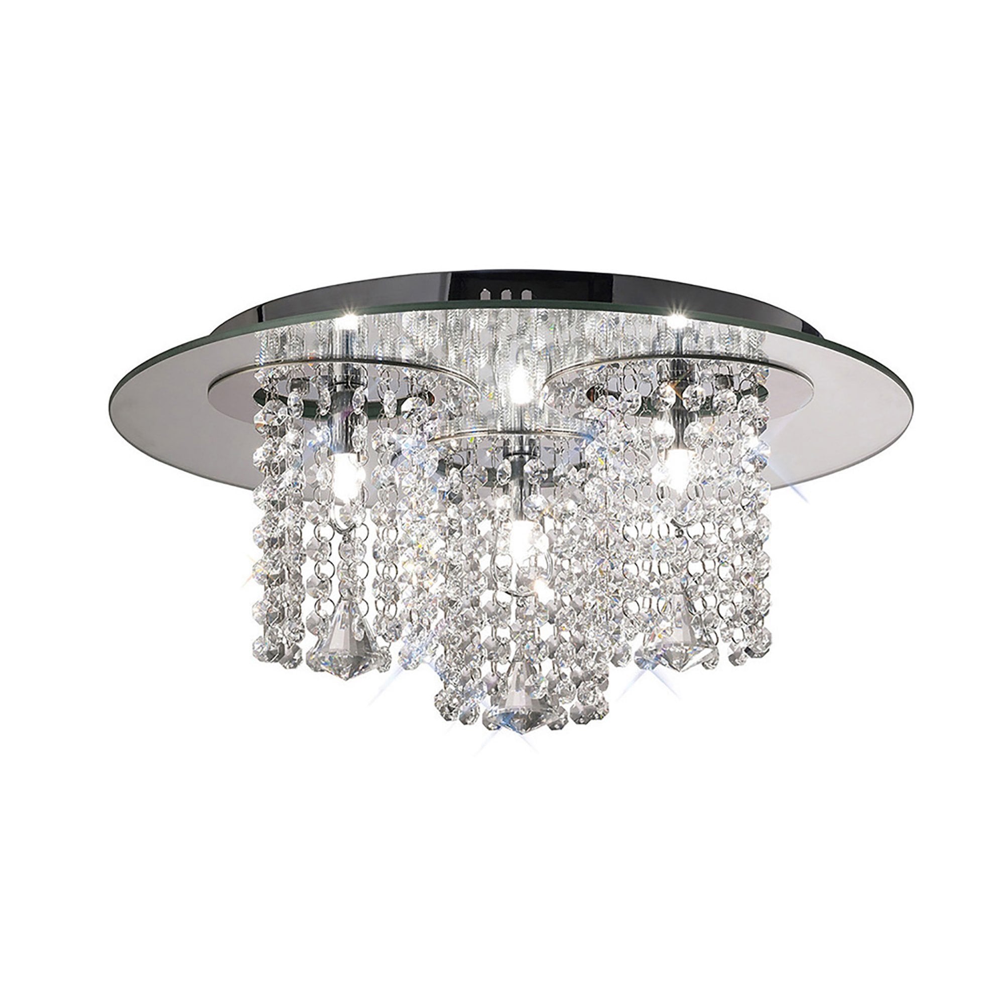 Diyas IL31465 Pegasus Ceiling 3 Light Polished Chrome/Mirror/Crystal