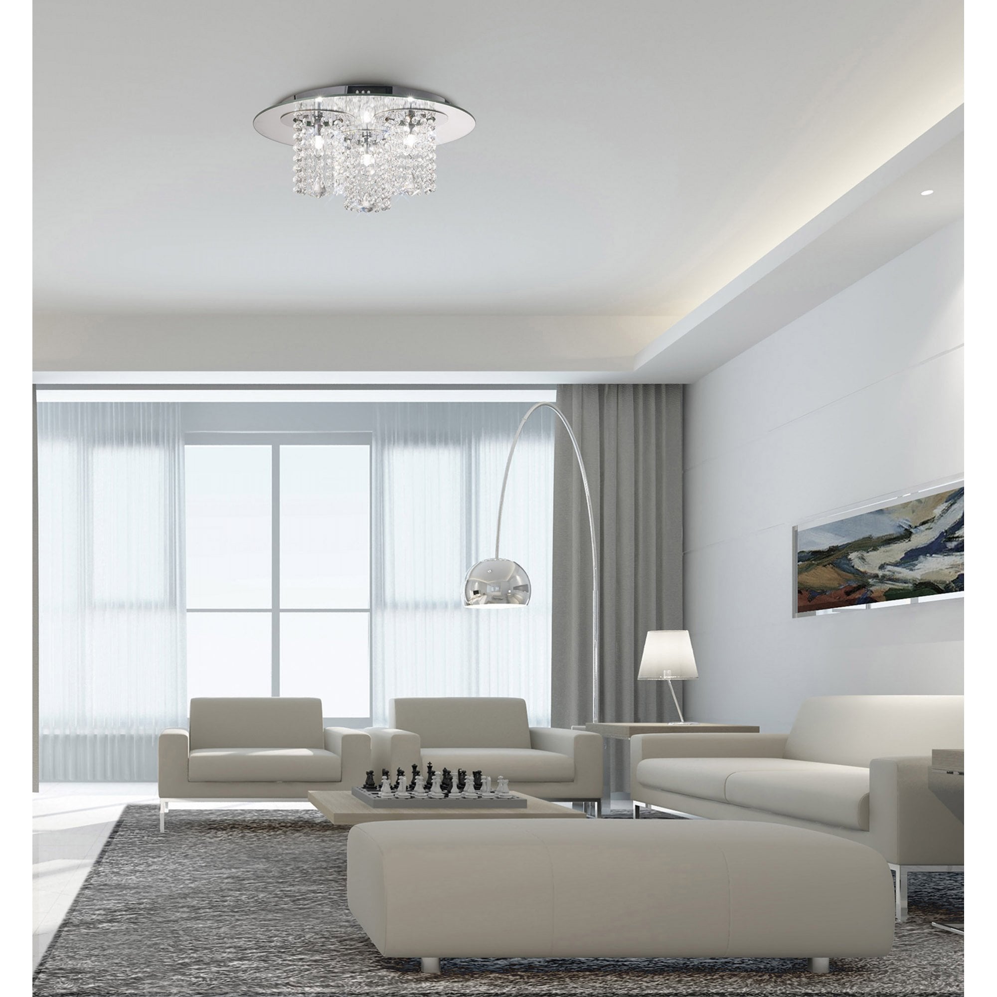 Diyas IL31465 Pegasus Ceiling 3 Light Polished Chrome/Mirror/Crystal