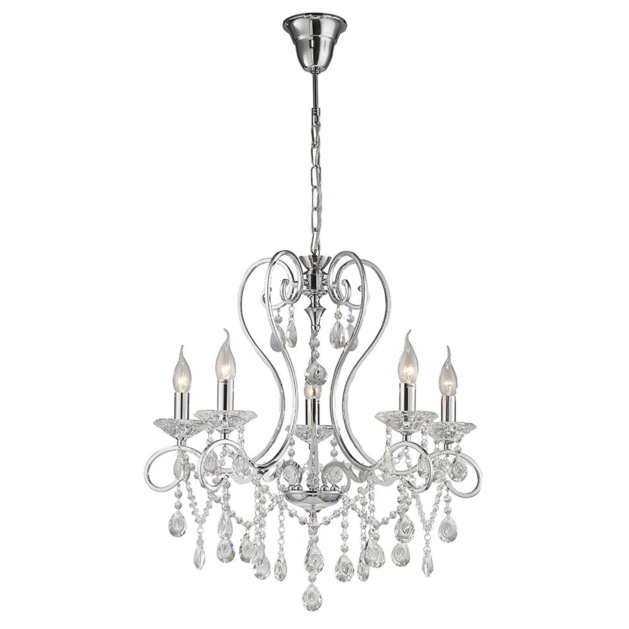 Diyas IL31365 Vela Pendant 5 Light Polished Chrome/Crystal