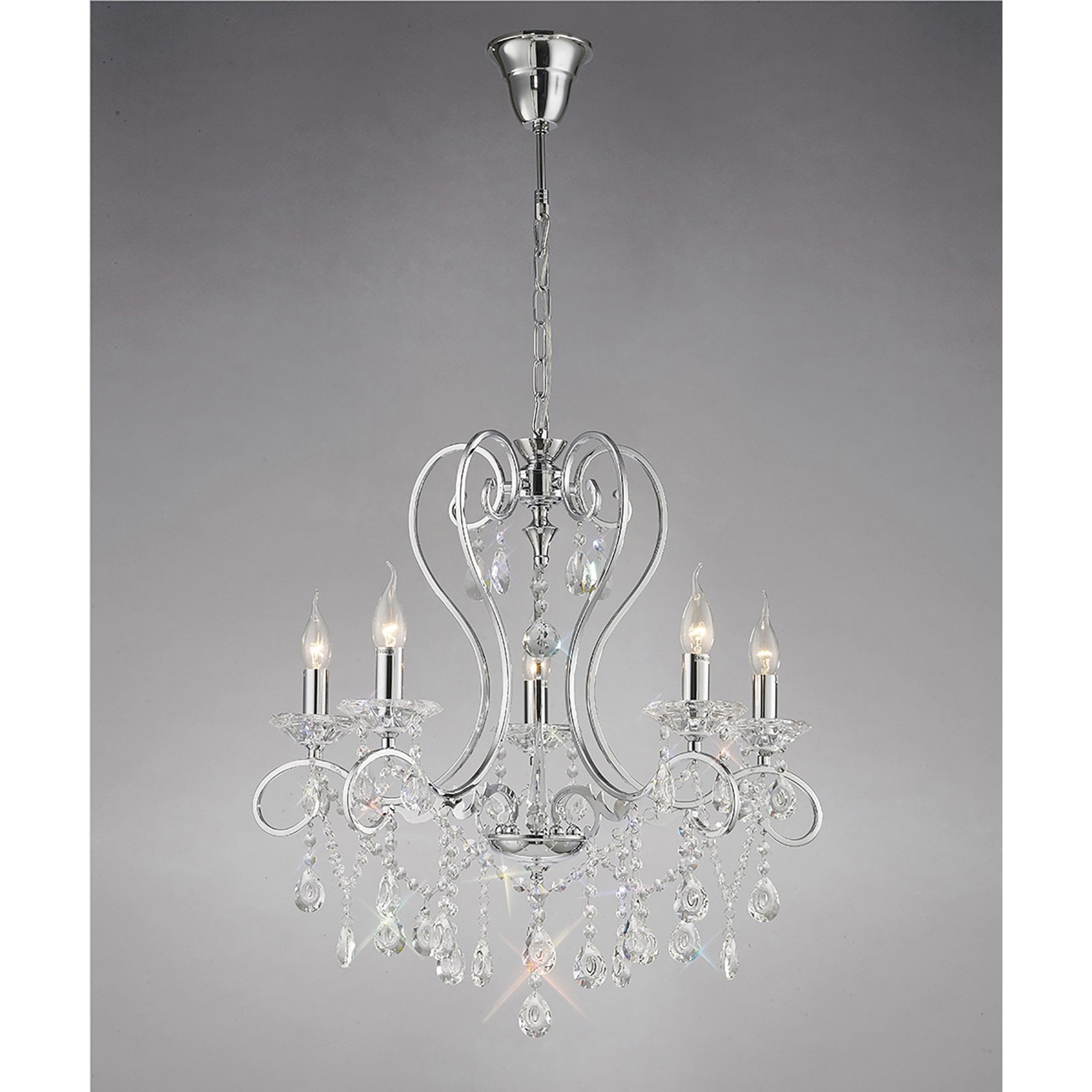 Diyas IL31365 Vela Pendant 5 Light Polished Chrome/Crystal