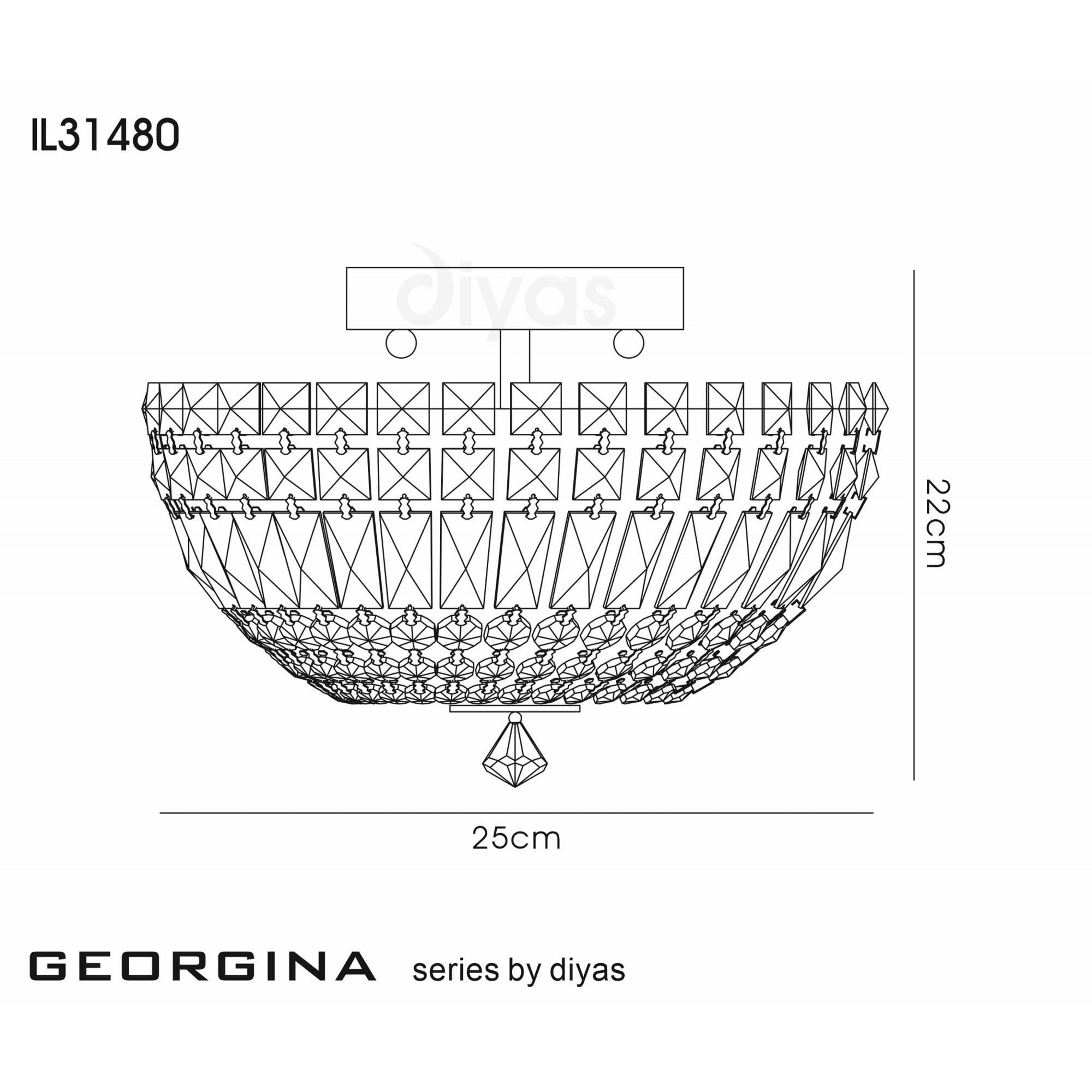 Diyas IL31480 Georgina Ceiling 3 Light Polished Chrome/Crystal