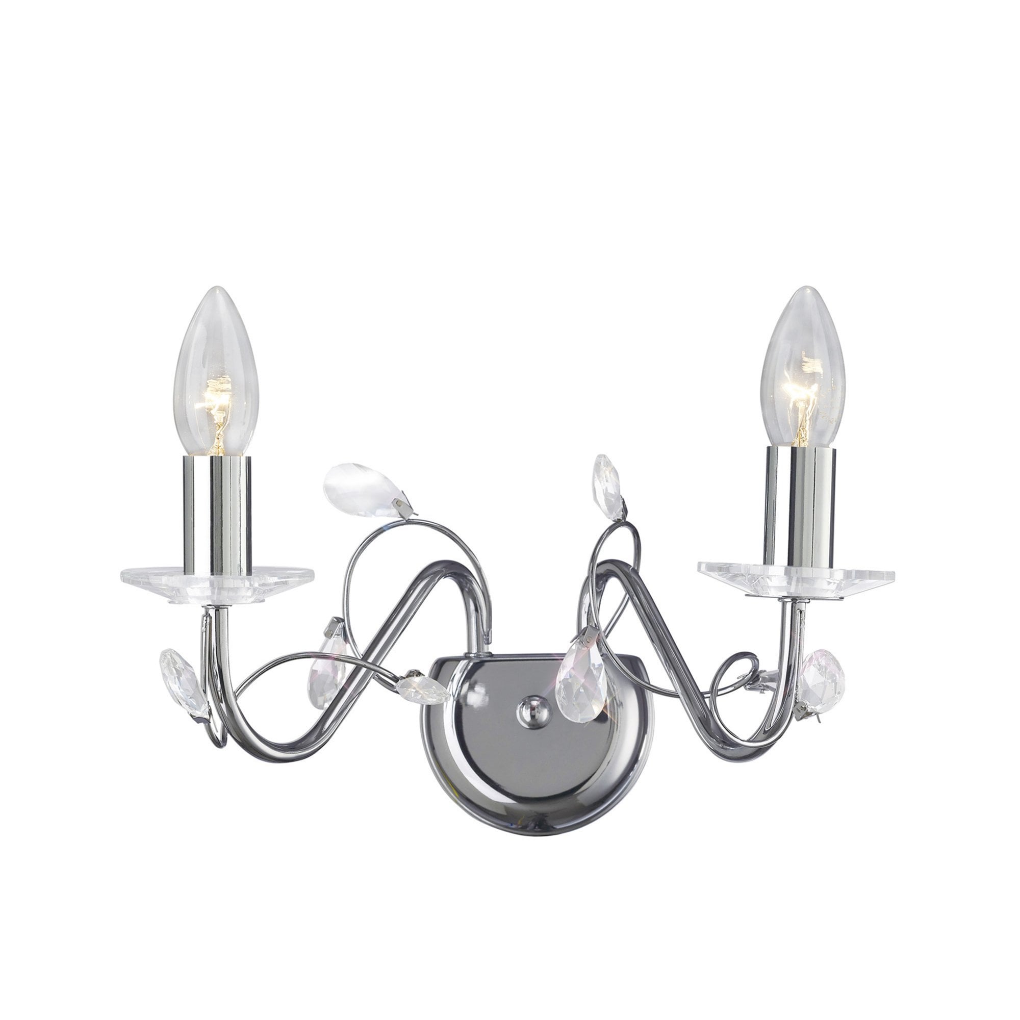 Diyas IL31212 Willow Wall Light Without Shade 2 Light Polished Chrome/Crystal