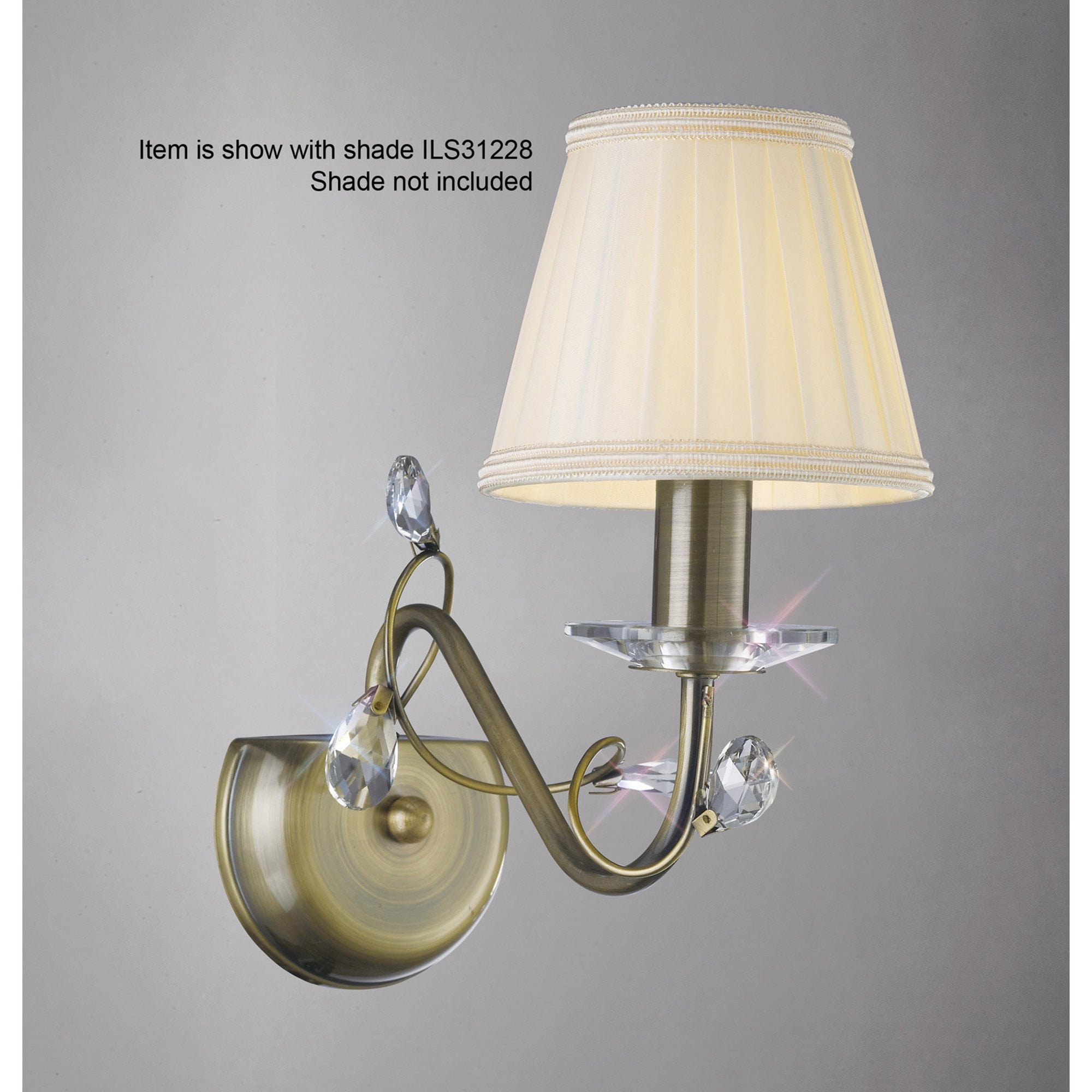 Diyas IL31221 Willow Wall Light Without Shade 1 Light Antique Brass/Crystal