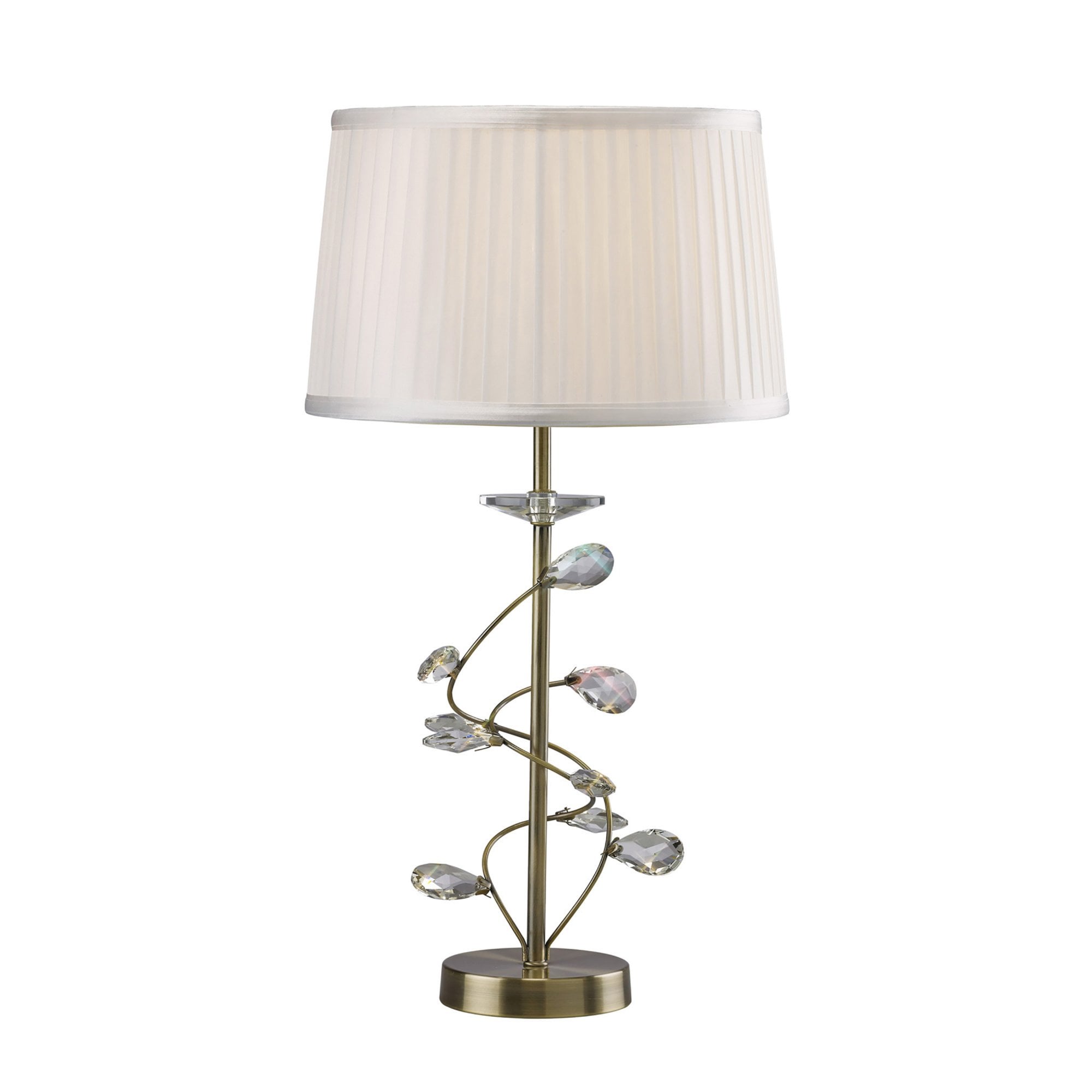 Diyas IL31220 Willow Table Lamp With Cream Shade 1 Light Antique Brass/Crystal