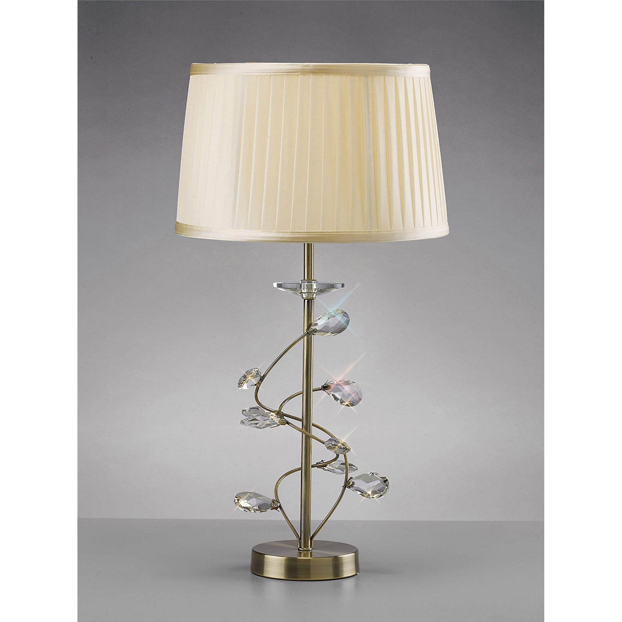 Diyas IL31220 Willow Table Lamp With Cream Shade 1 Light Antique Brass/Crystal