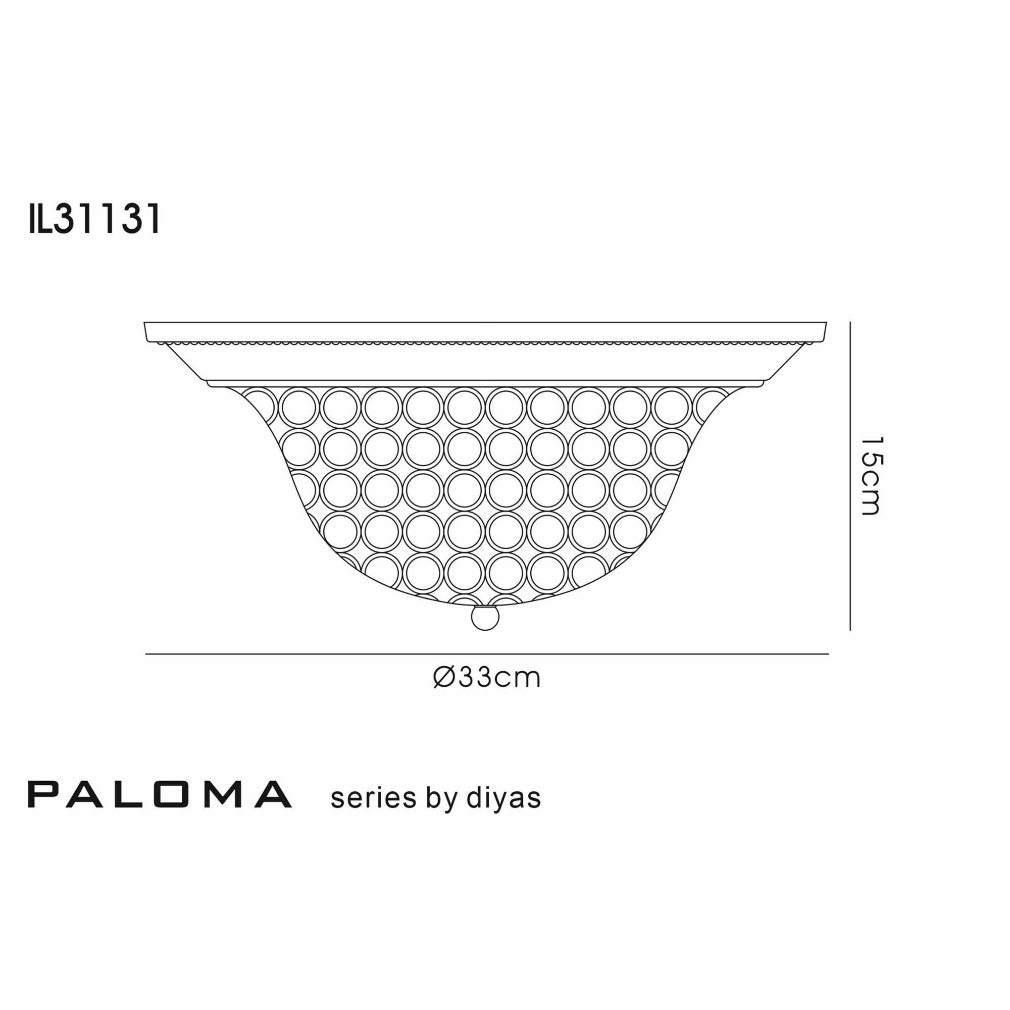 Diyas IL31131 Paloma Ceiling Medium 2 Light Antique Brass/Crystal