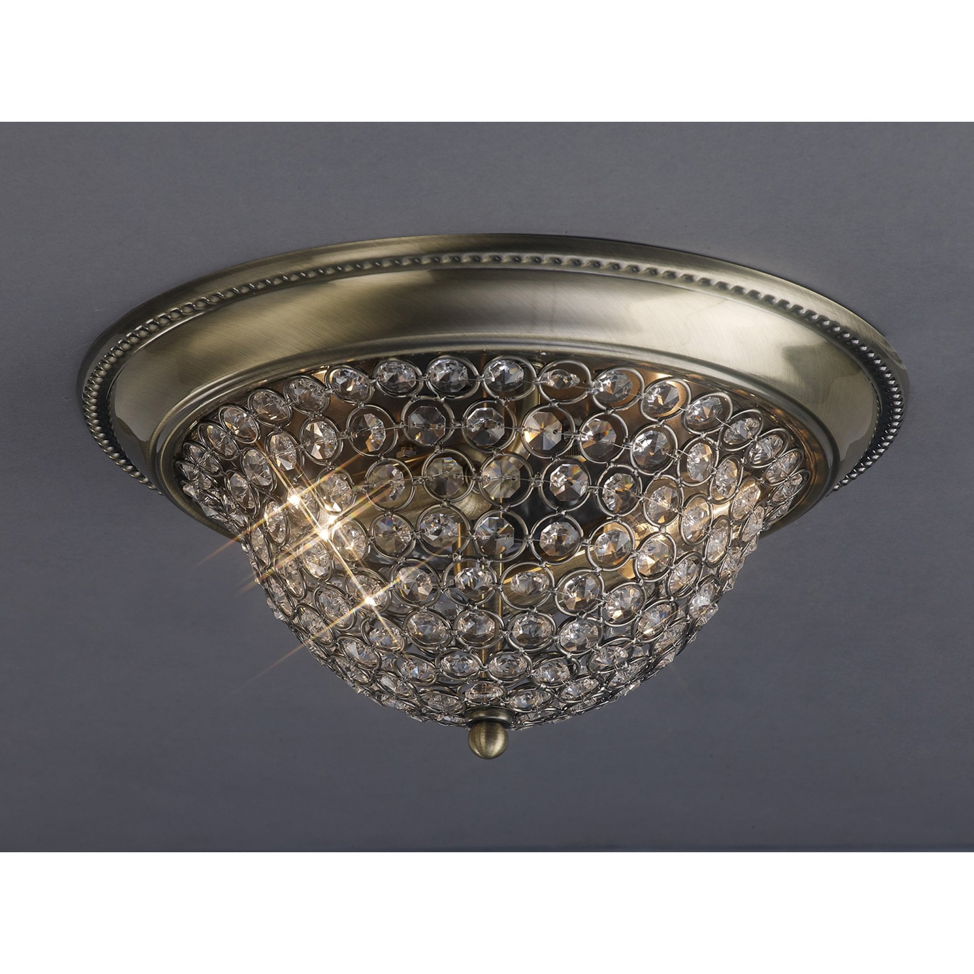 Diyas IL31131 Paloma Ceiling Medium 2 Light Antique Brass/Crystal