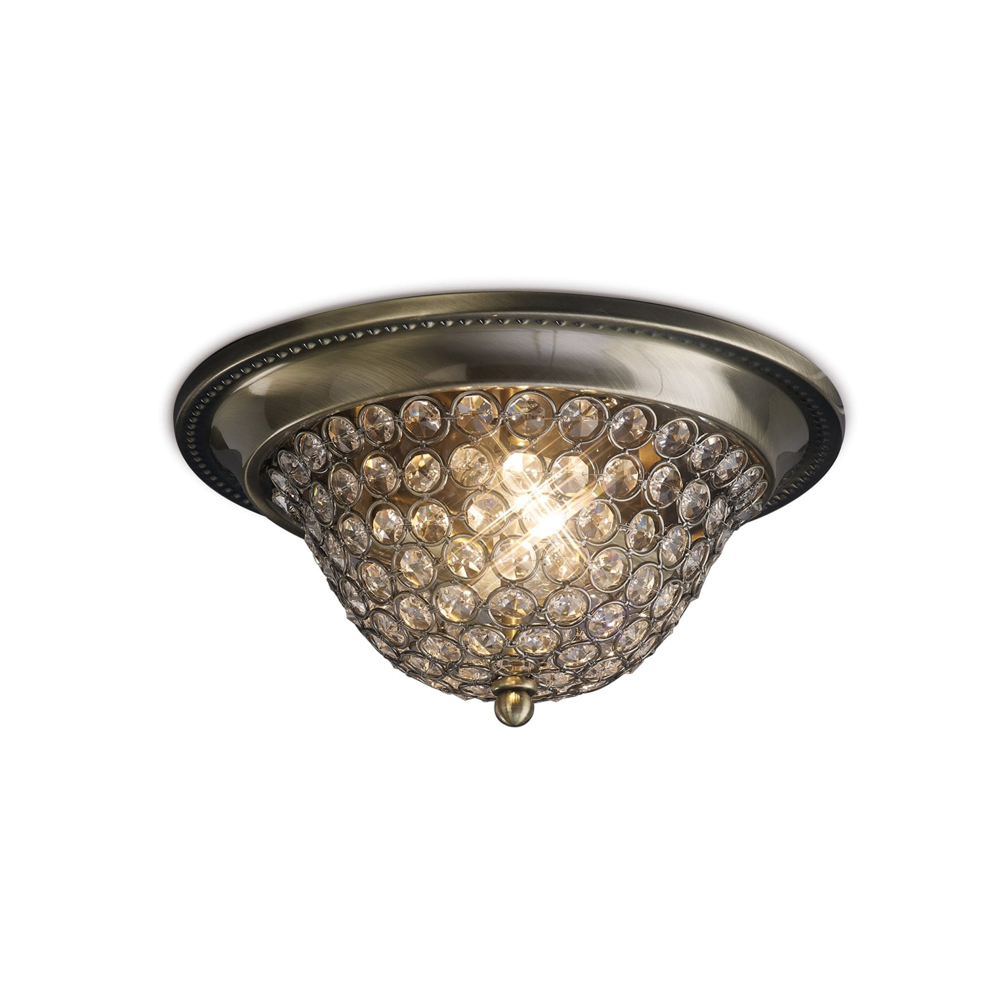 Diyas IL31130 Paloma Ceiling Small 2 Light Antique Brass/Crystal
