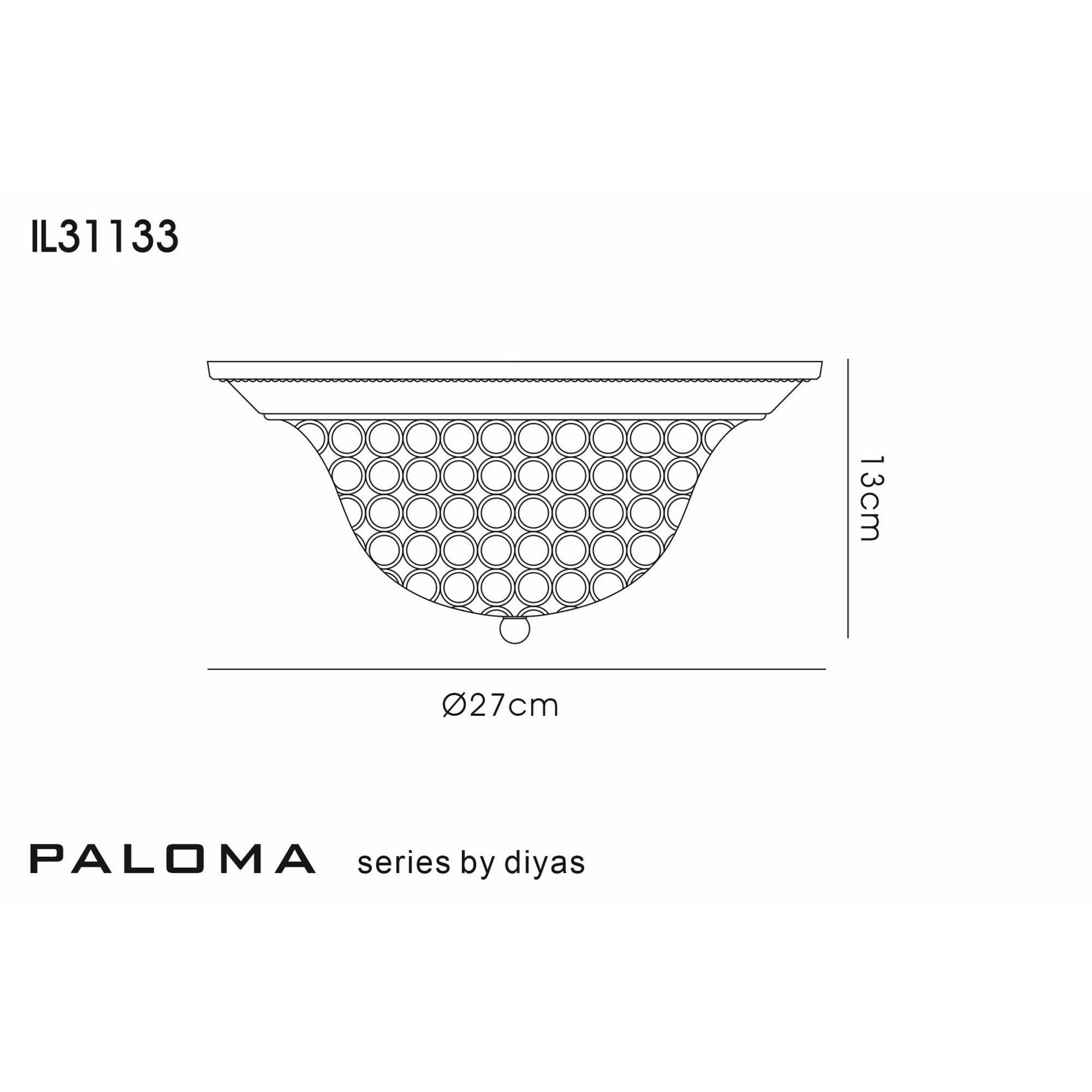 Diyas IL31133 Paloma Ceiling Small 2 Light Satin Nickel/Crystal