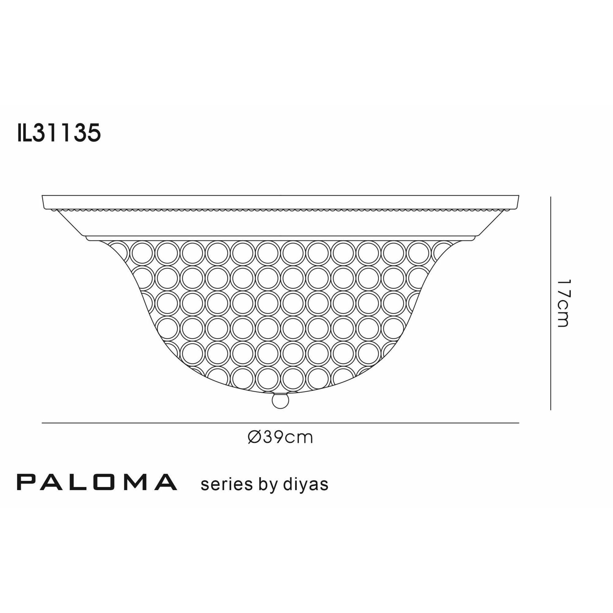Diyas IL31135 Paloma Ceiling Large 3 Light Satin Nickel/Crystal