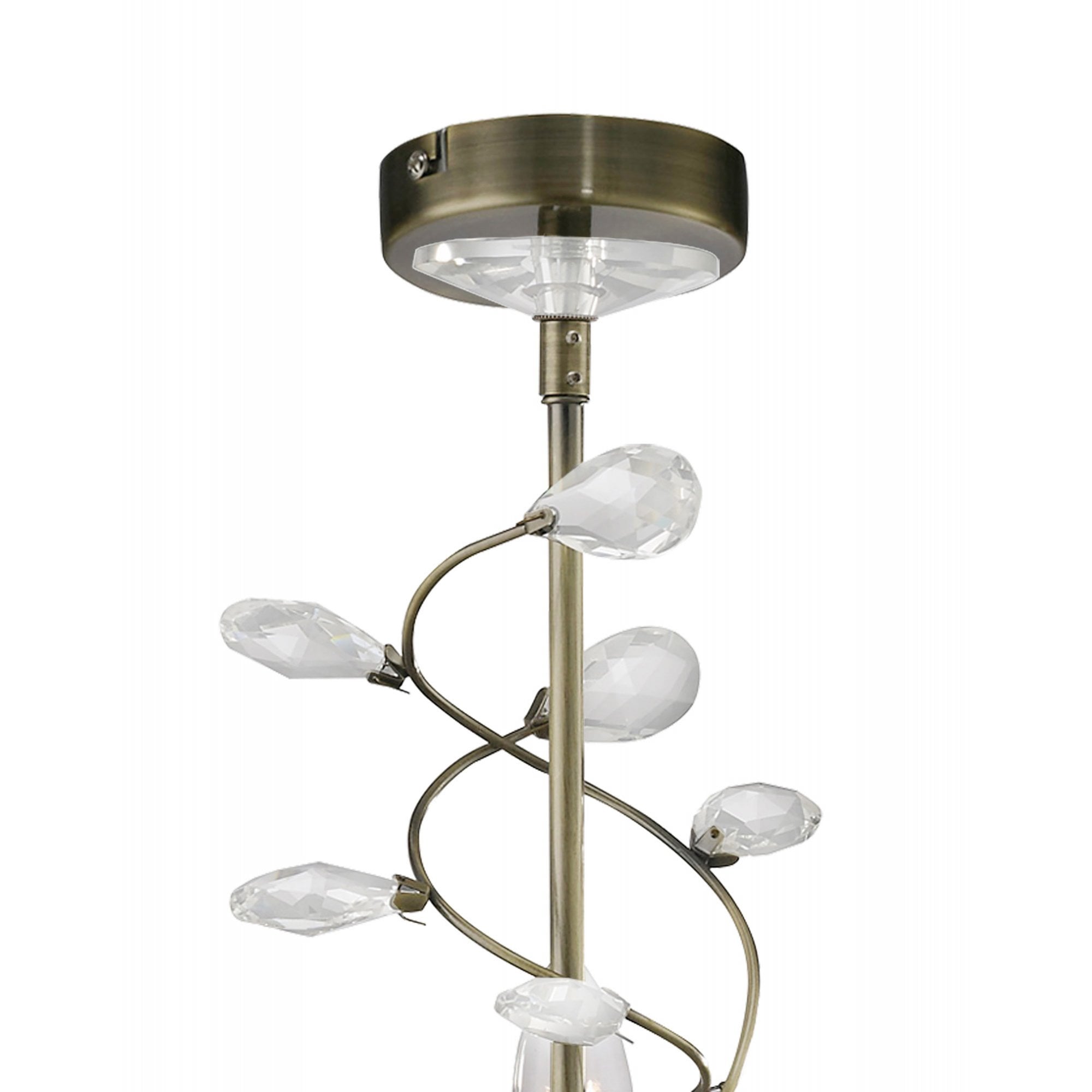 Diyas IL31225 Willow Pendant Without Shade 5 Light Antique Brass/Crystal