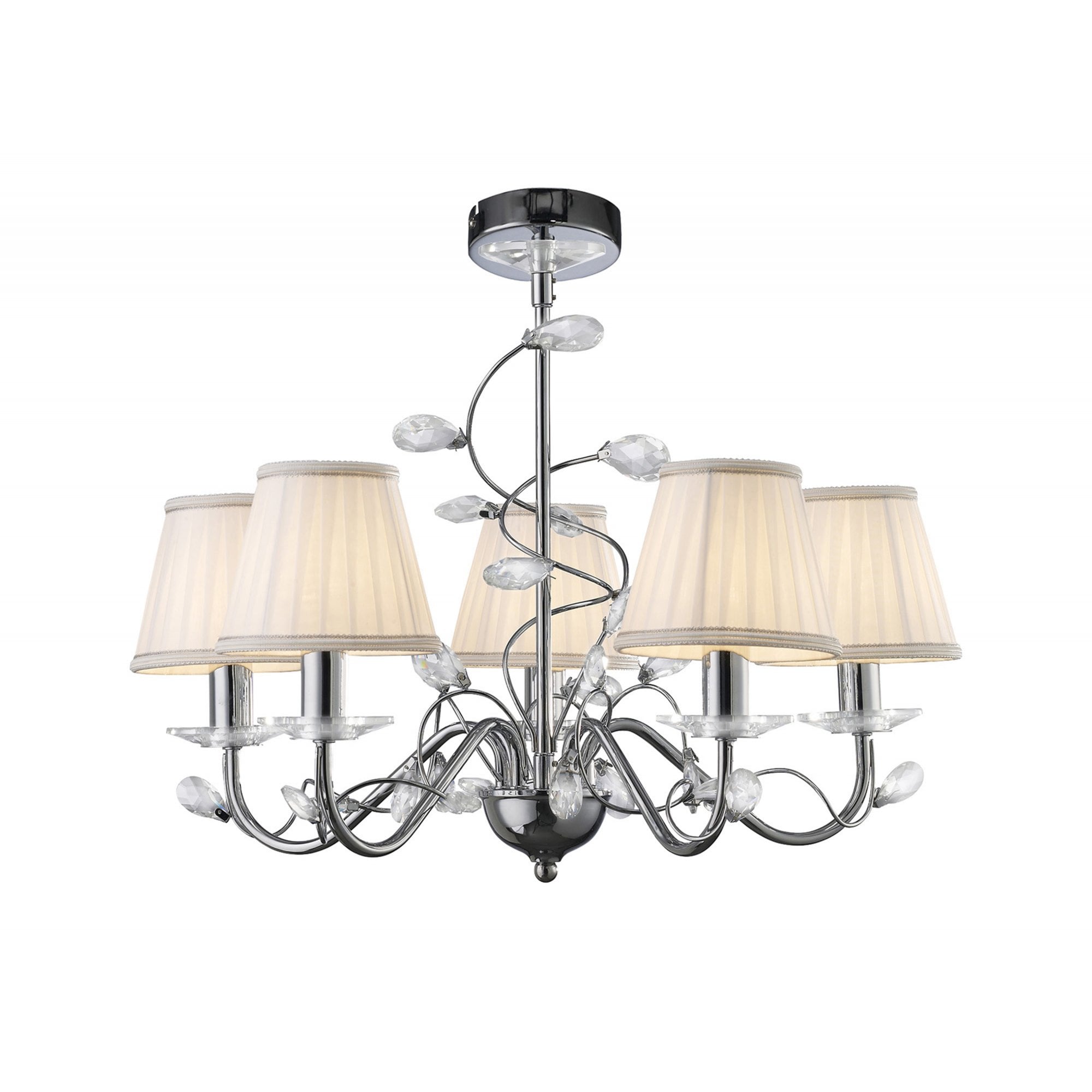 Diyas IL31215 Willow Pendant Without Shade 5 Light Polished Chrome/Crystal