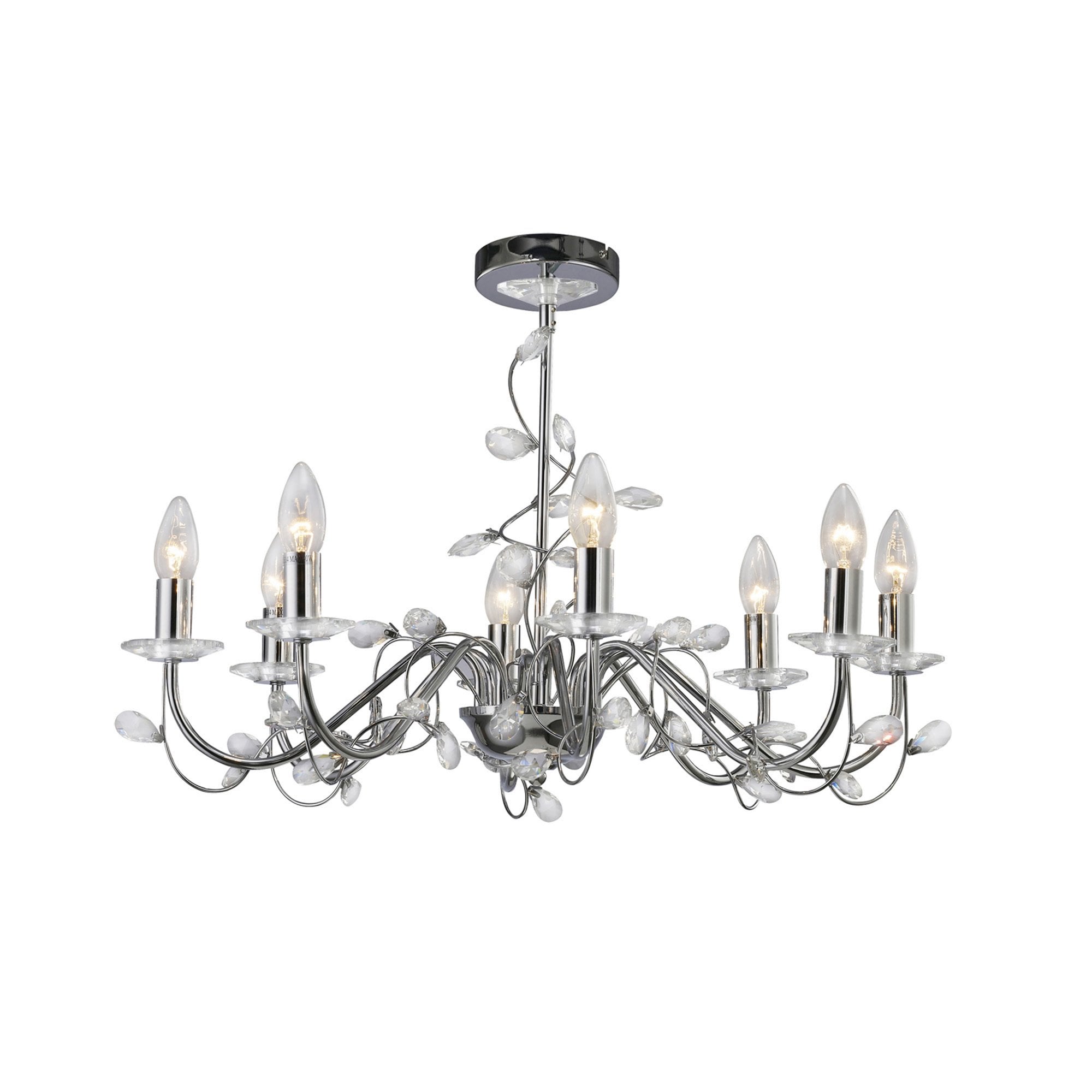 Diyas IL31218 Willow Pendant Without Shade 8 Light Polished Chrome/Crystal