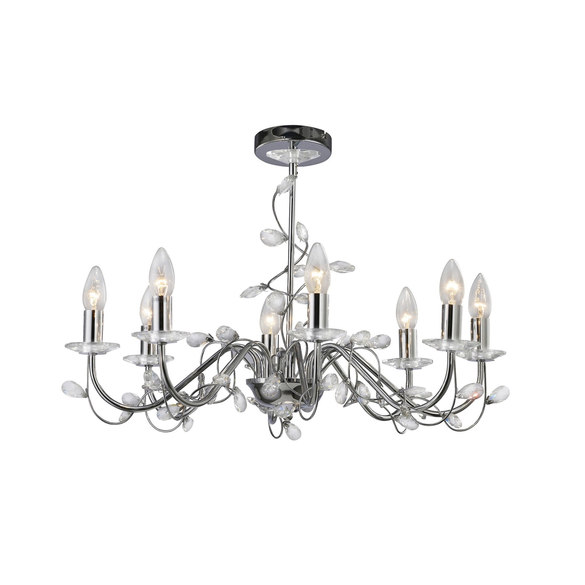 Diyas IL31218 Willow Pendant Without Shade 8 Light Polished Chrome/Crystal
