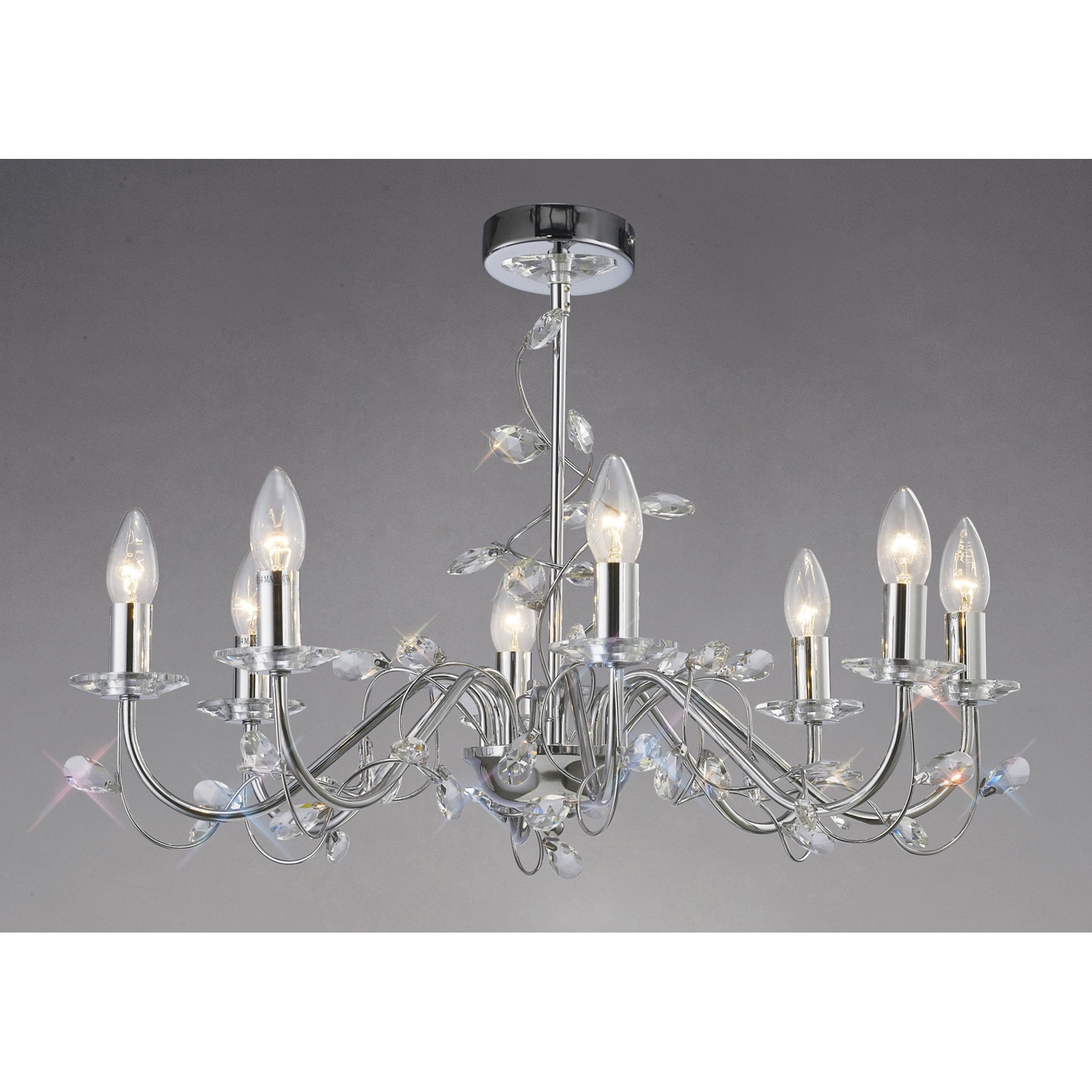 Diyas IL31218 Willow Pendant Without Shade 8 Light Polished Chrome/Crystal