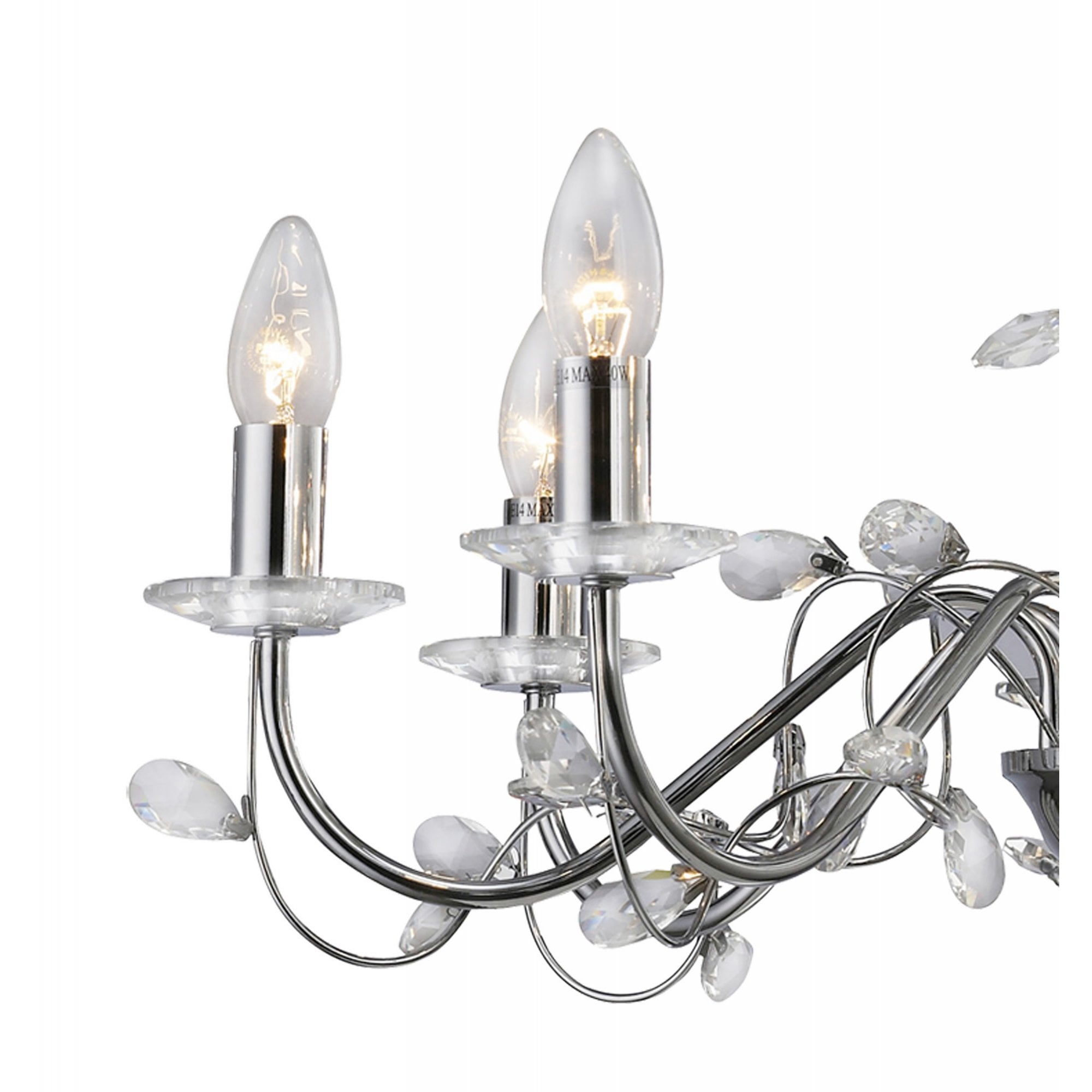 Diyas IL31218 Willow Pendant Without Shade 8 Light Polished Chrome/Crystal