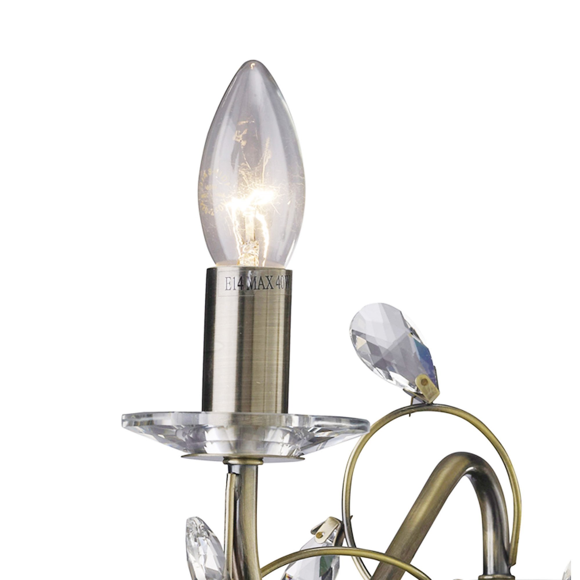 Diyas IL31222 Willow Wall Light Without Shade 2 Light Antique Brass/Crystal